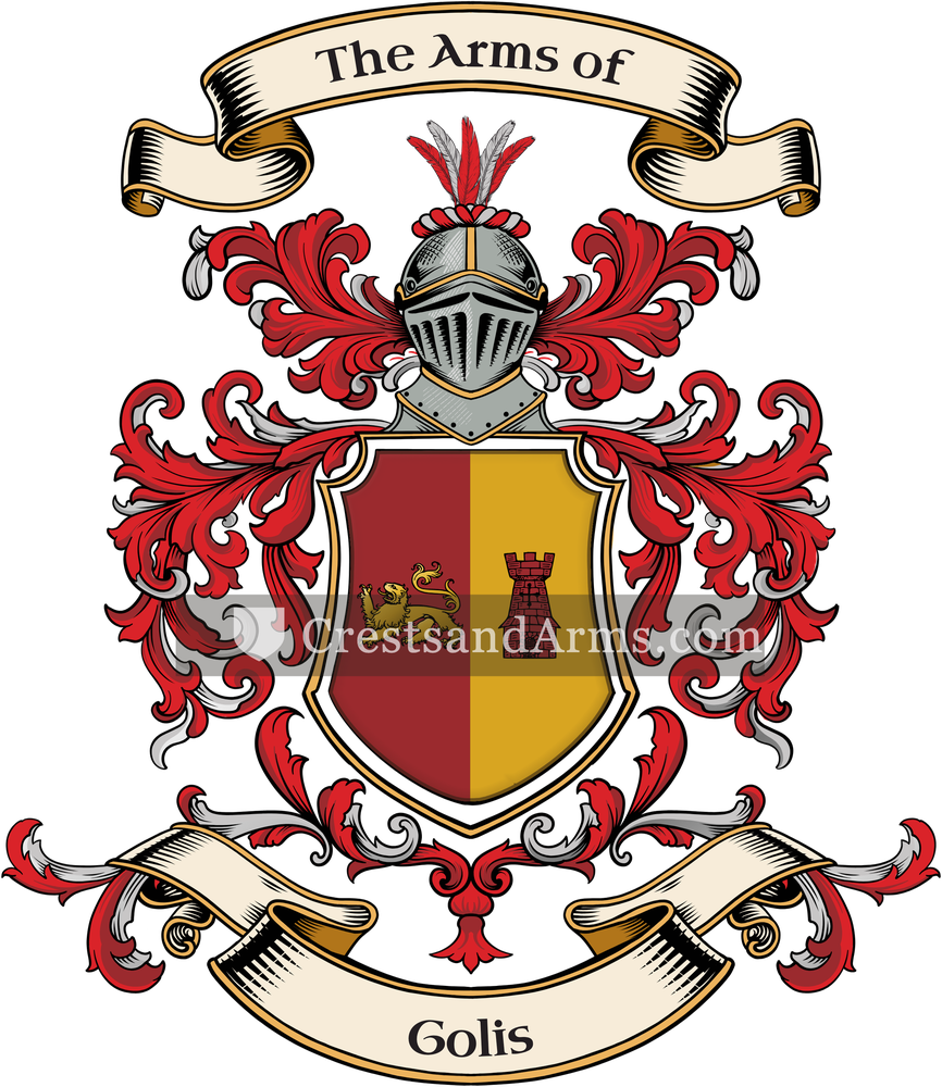 The Golis coat of arms, drawn from the recorded blazon