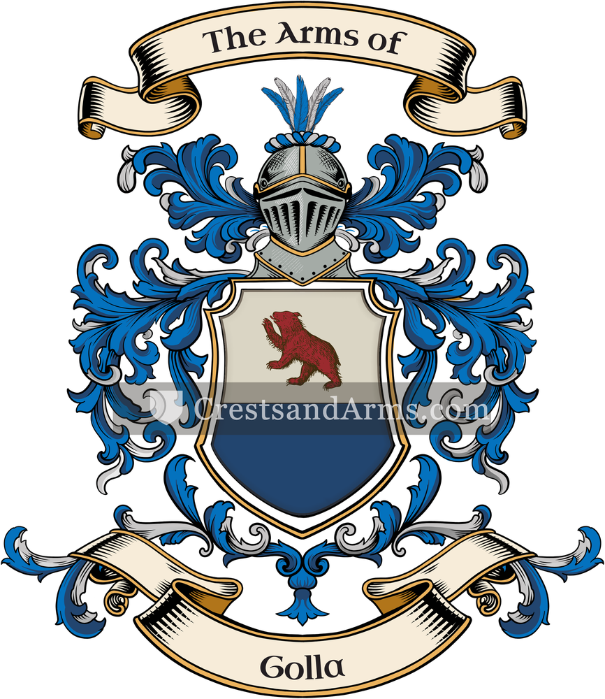 The Golla coat of arms, drawn from the recorded blazon