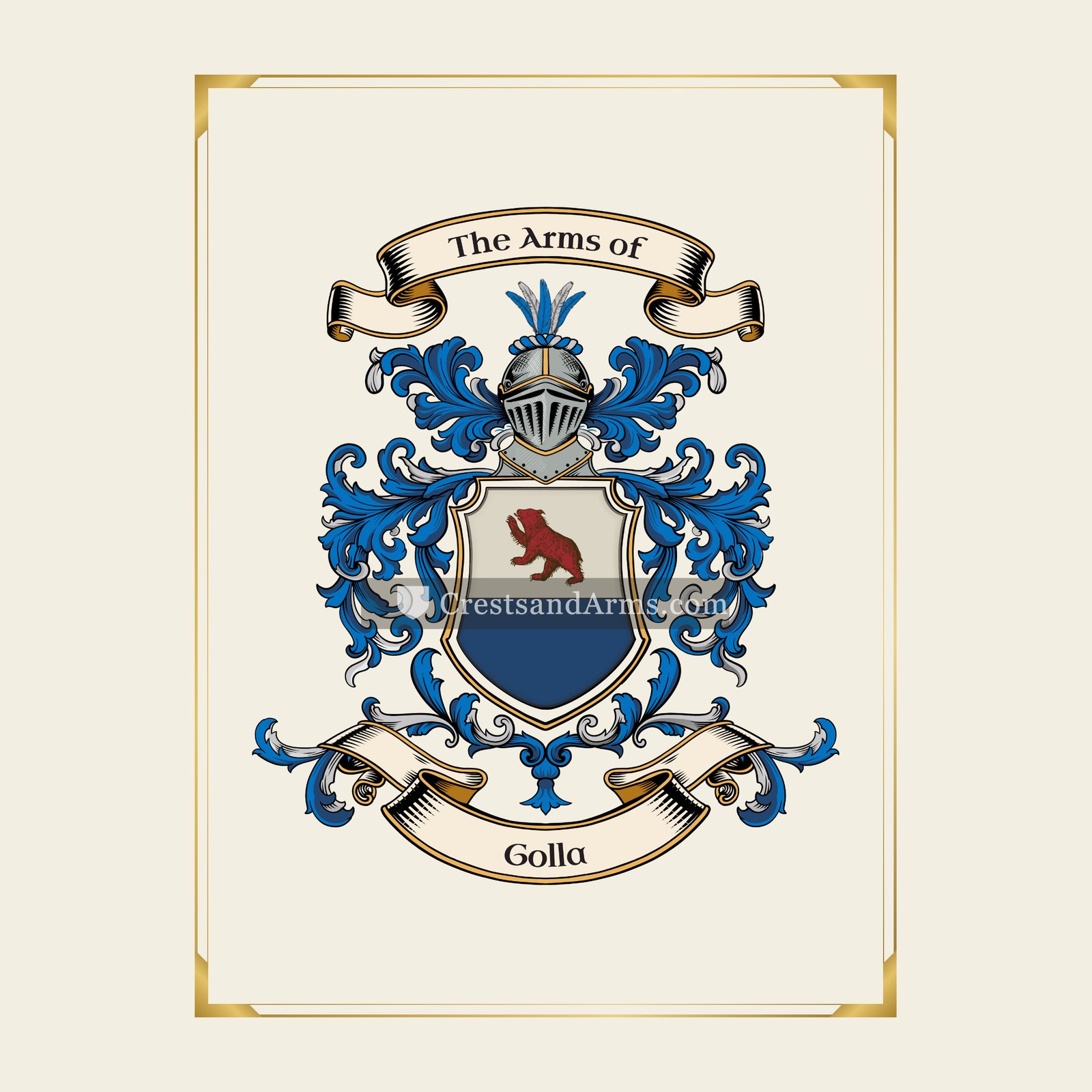 With gold border