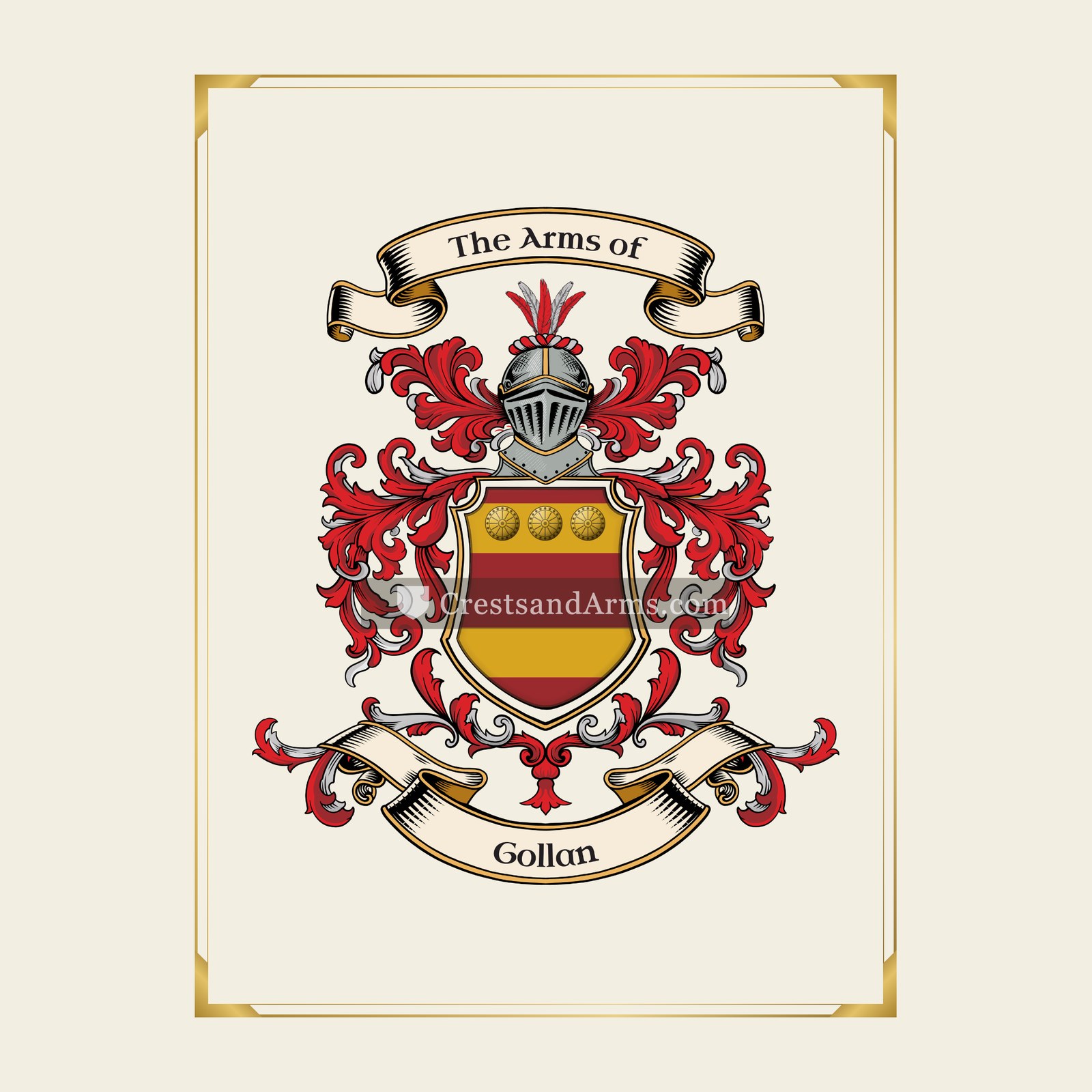 With gold border