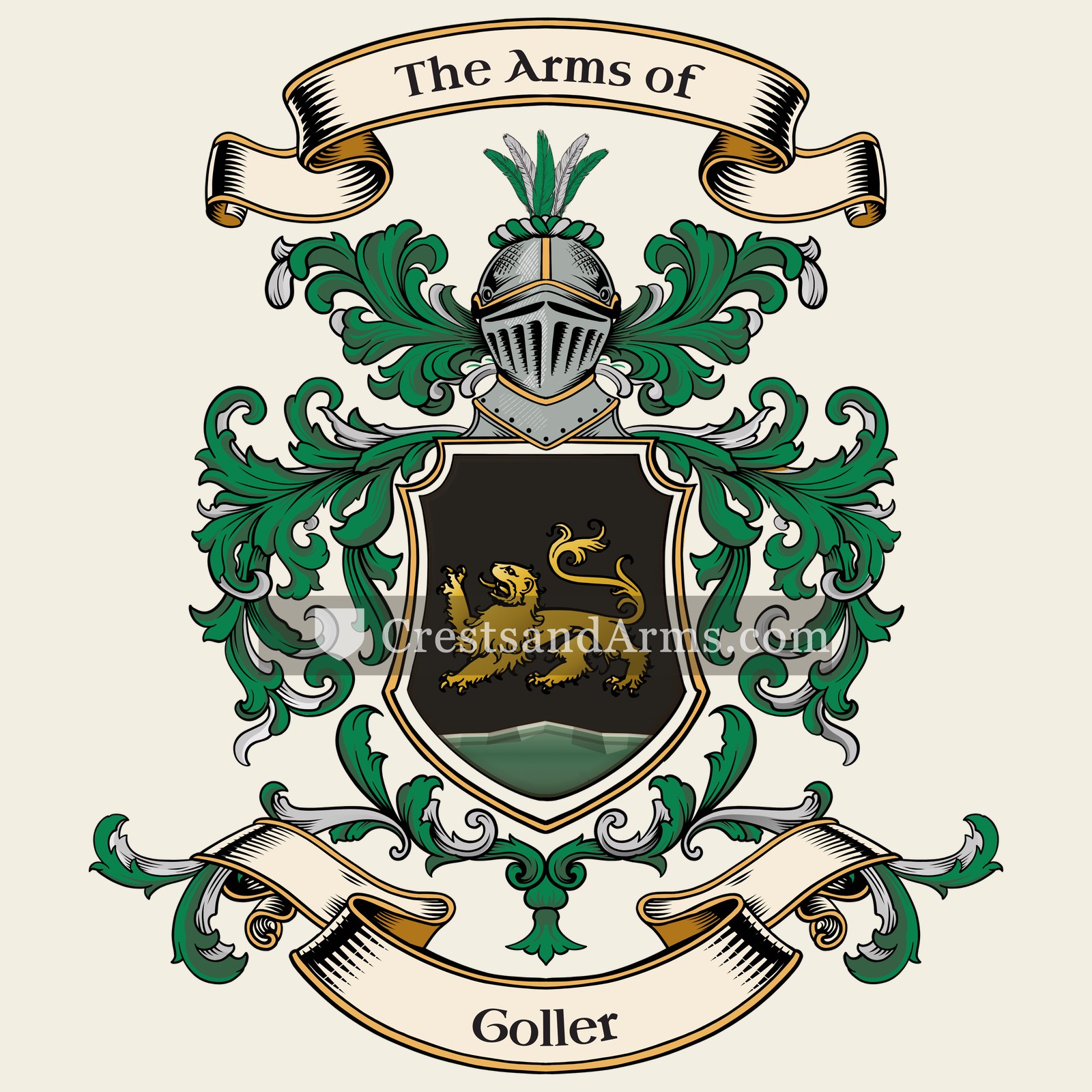 The Goller coat of arms, drawn from the recorded blazon