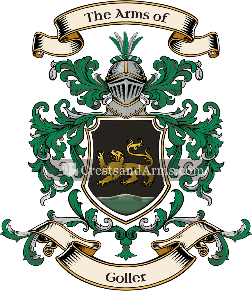 The Goller coat of arms, drawn from the recorded blazon
