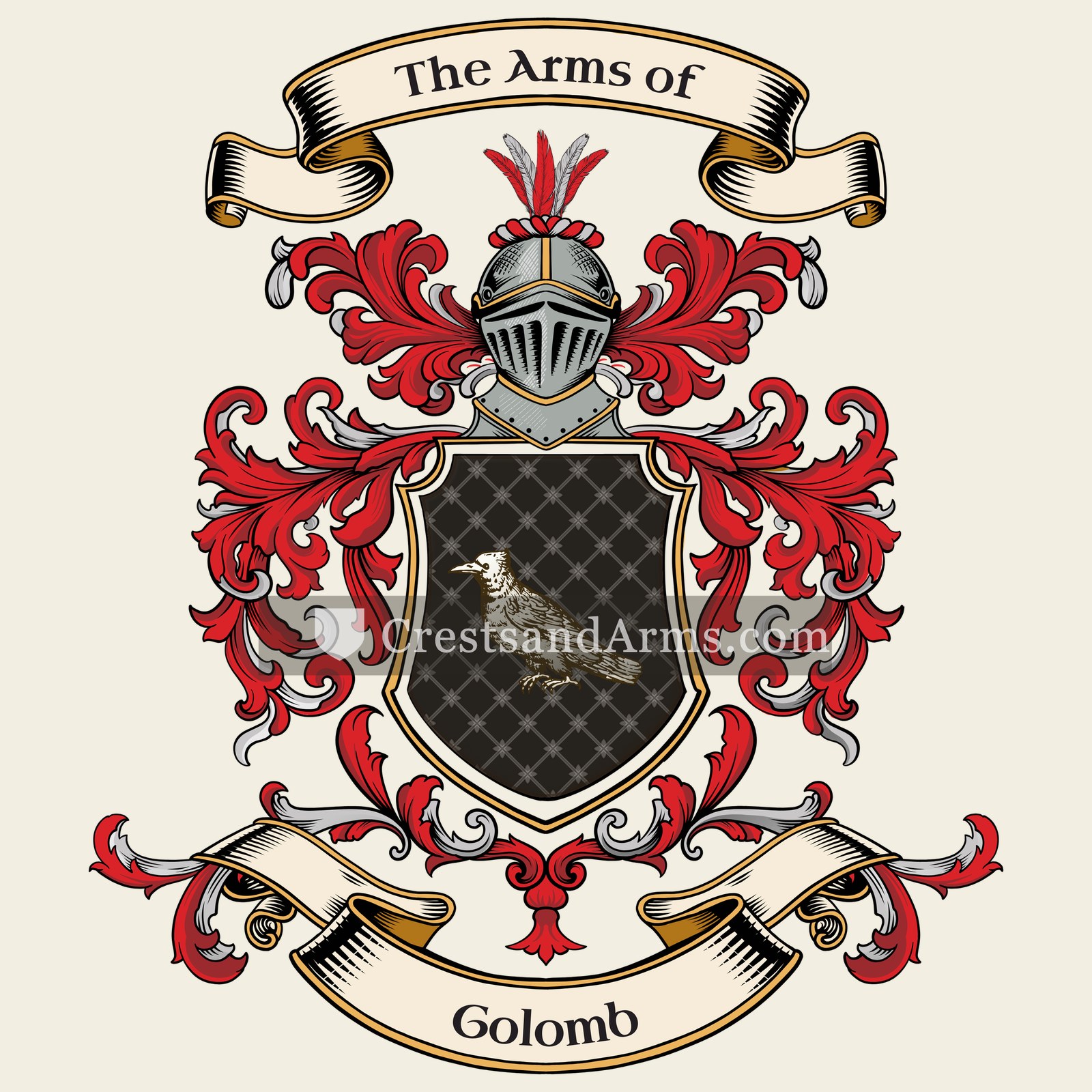The Golomb coat of arms, drawn from the recorded blazon