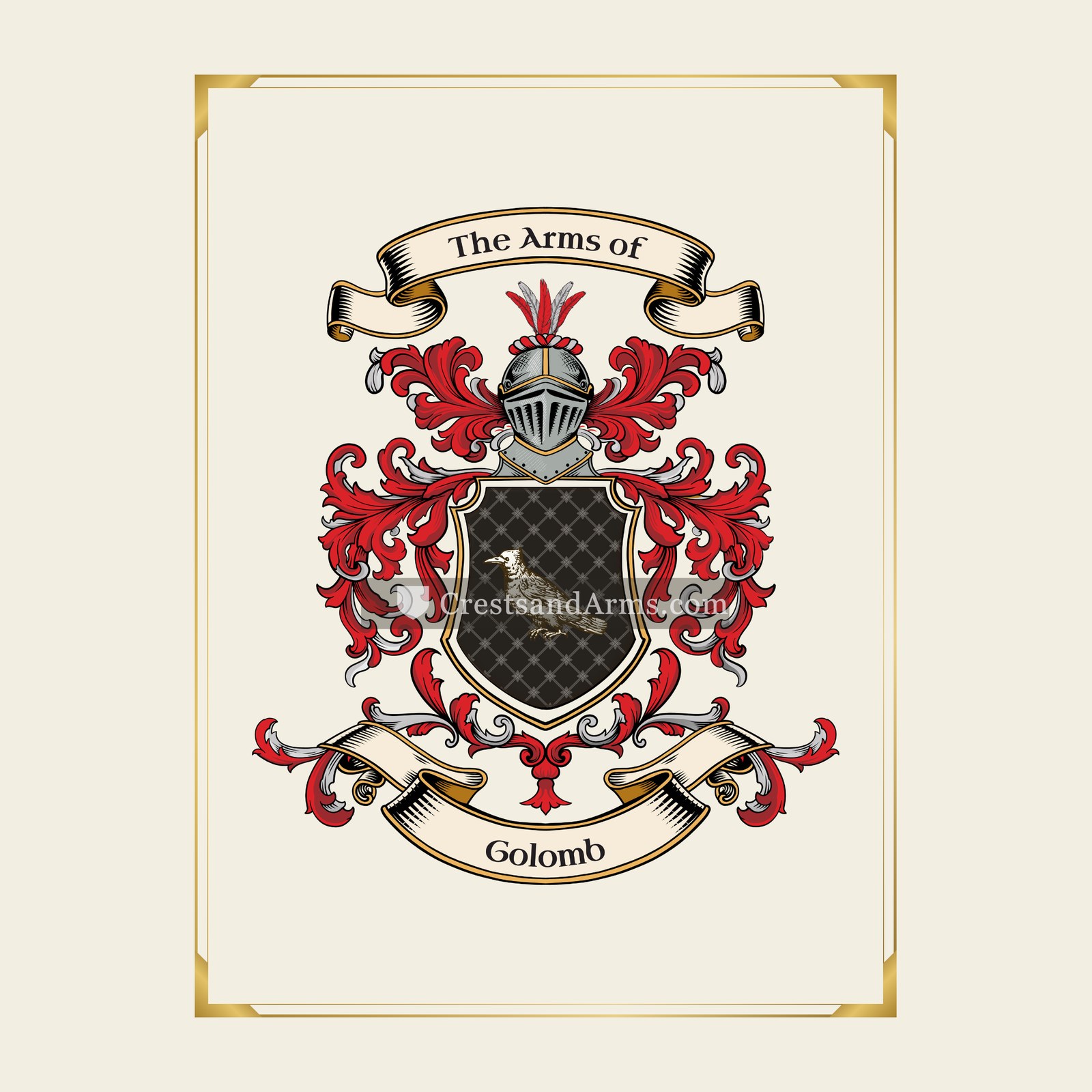 With gold border