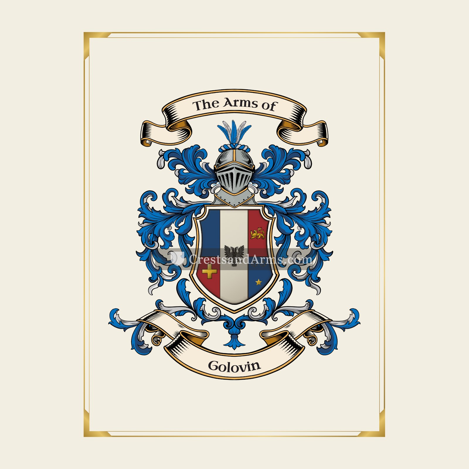 With gold border