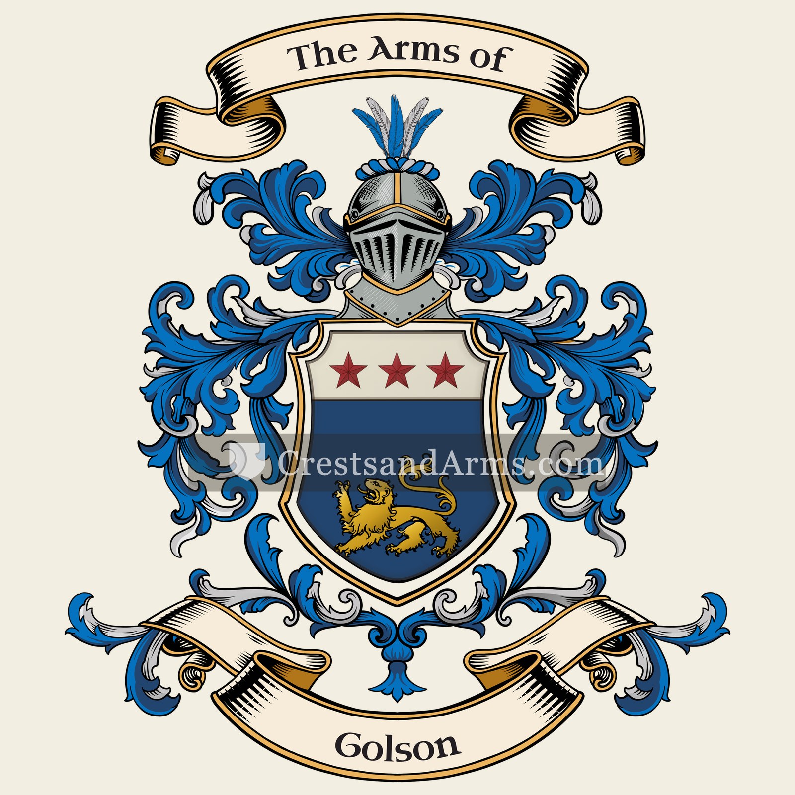 The Golson coat of arms, drawn from the recorded blazon