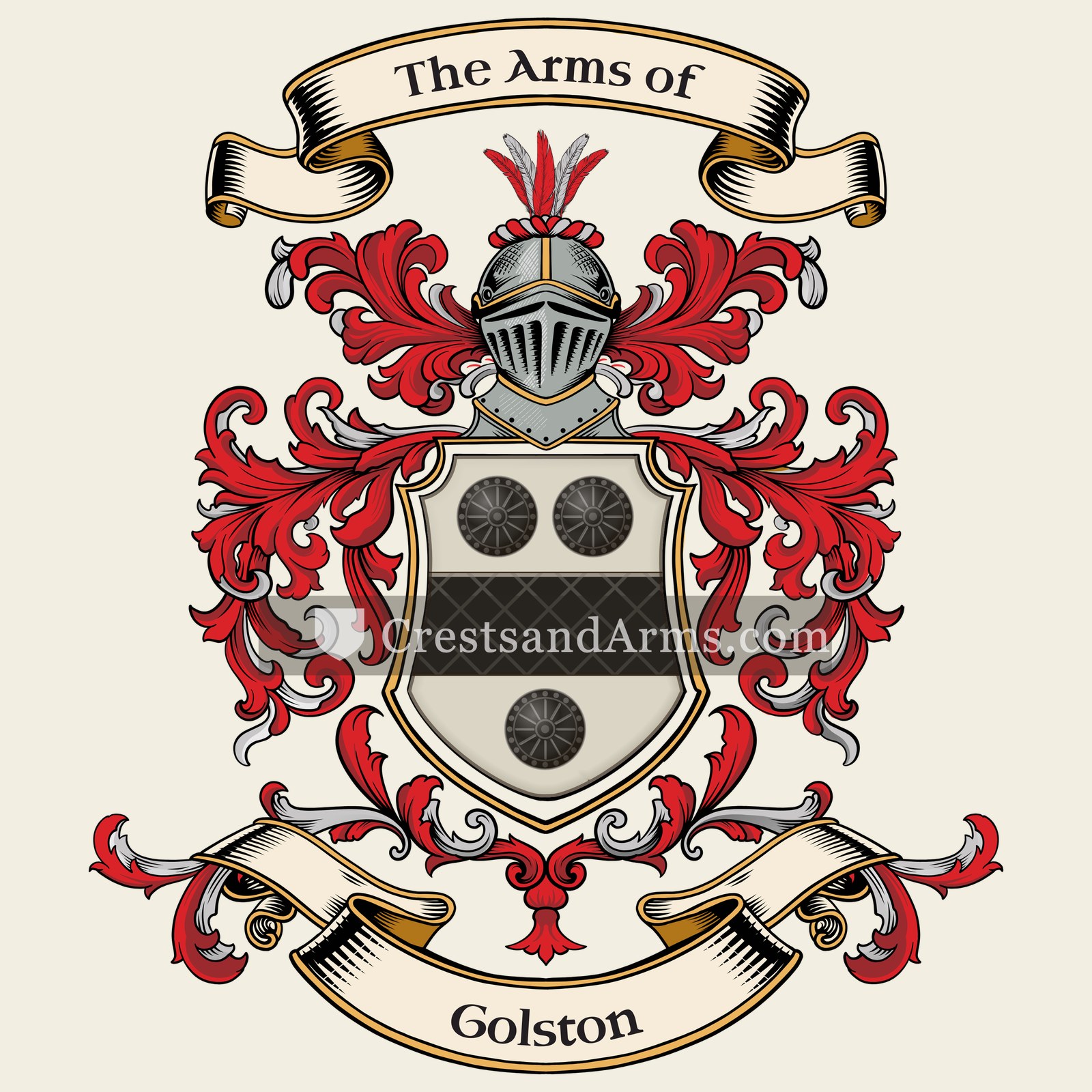 The Golston coat of arms, drawn from the recorded blazon