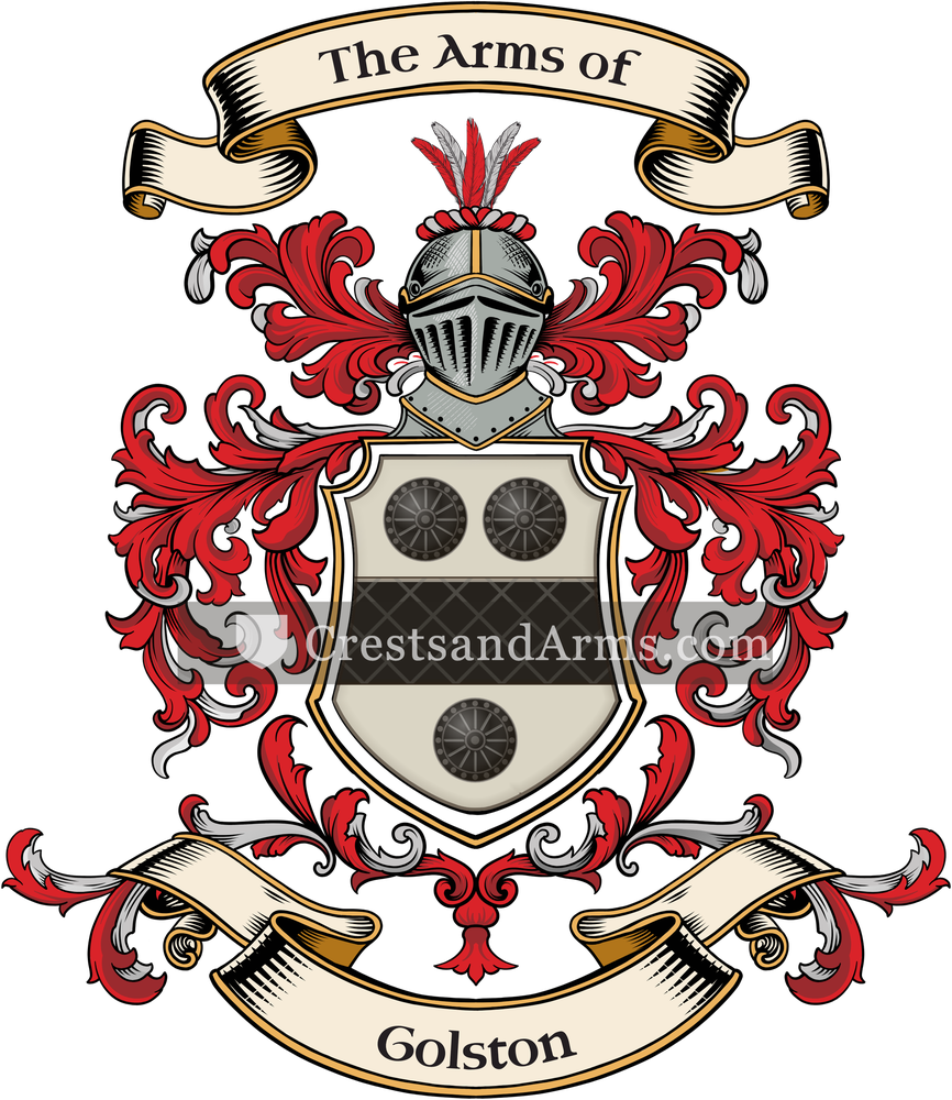 The Golston coat of arms, drawn from the recorded blazon