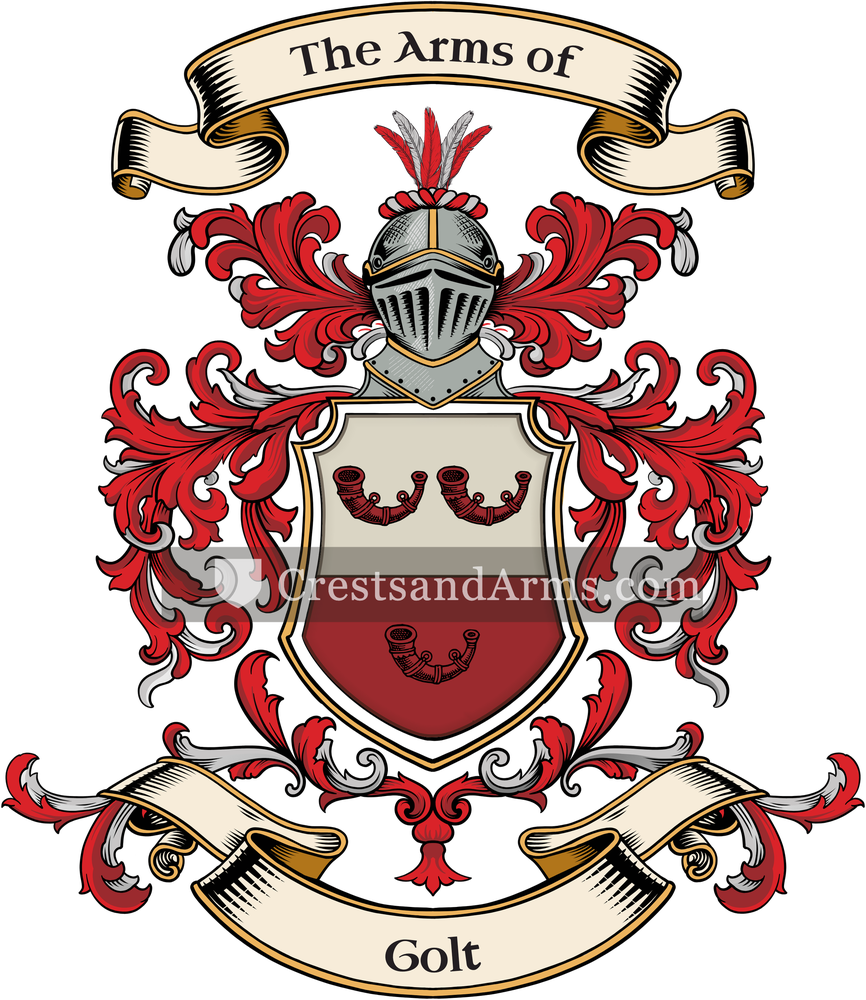 The Golt coat of arms, drawn from the recorded blazon