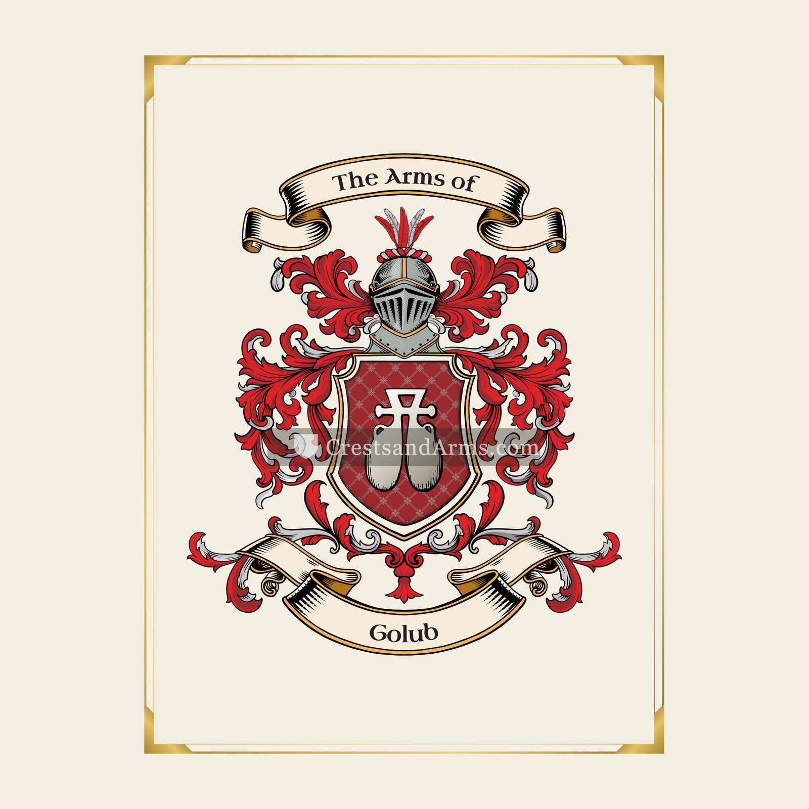 With gold border