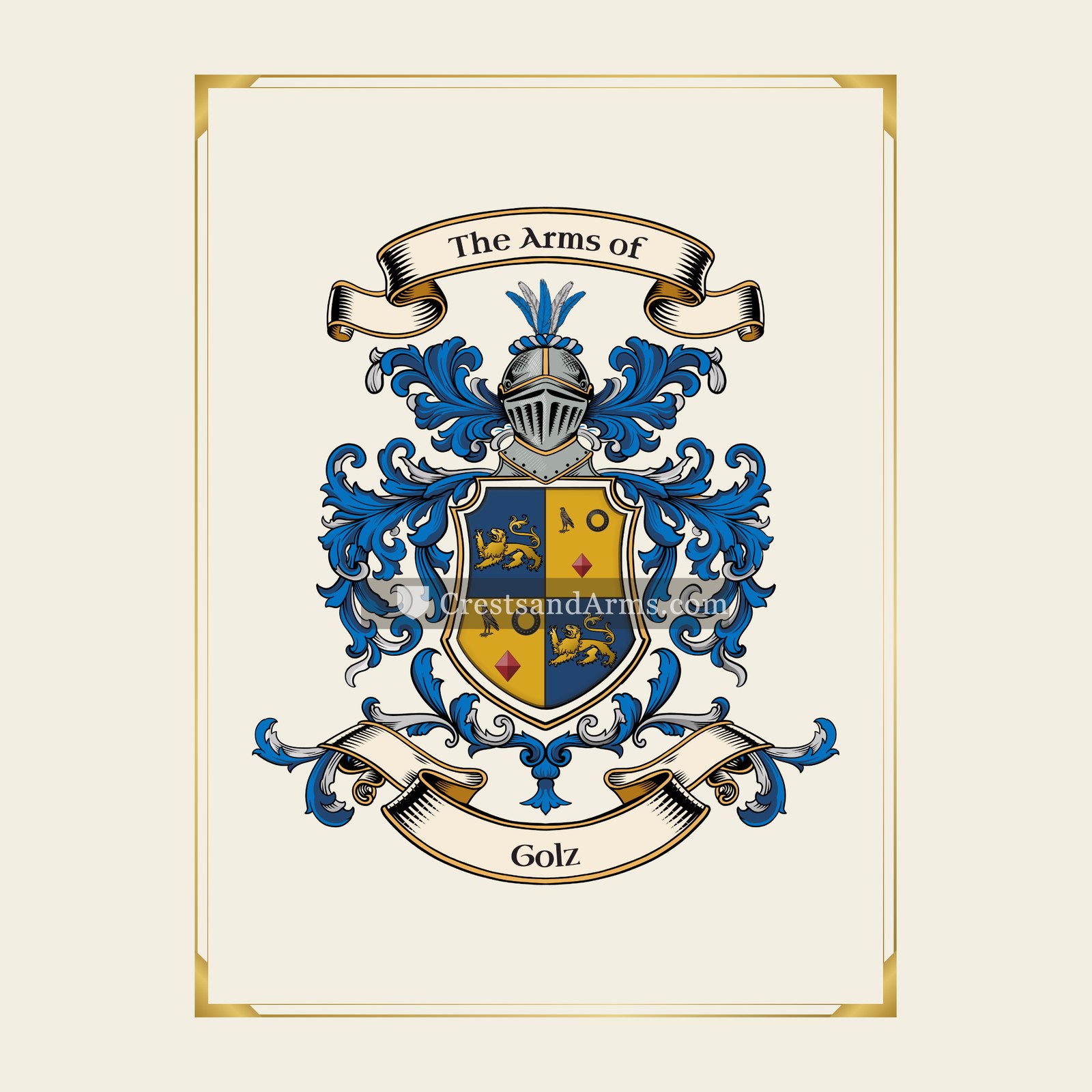 With gold border