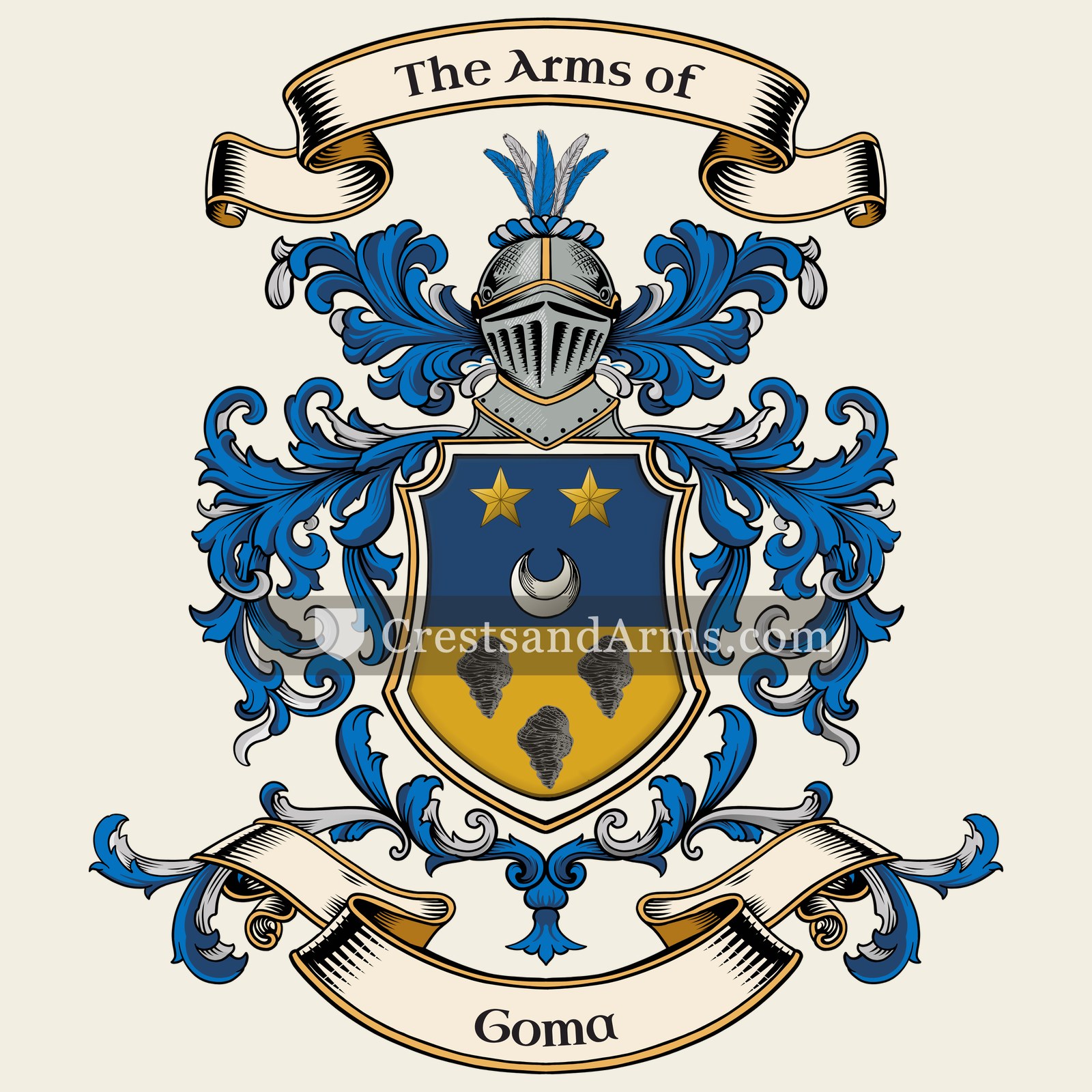 The Goma coat of arms, drawn from the recorded blazon