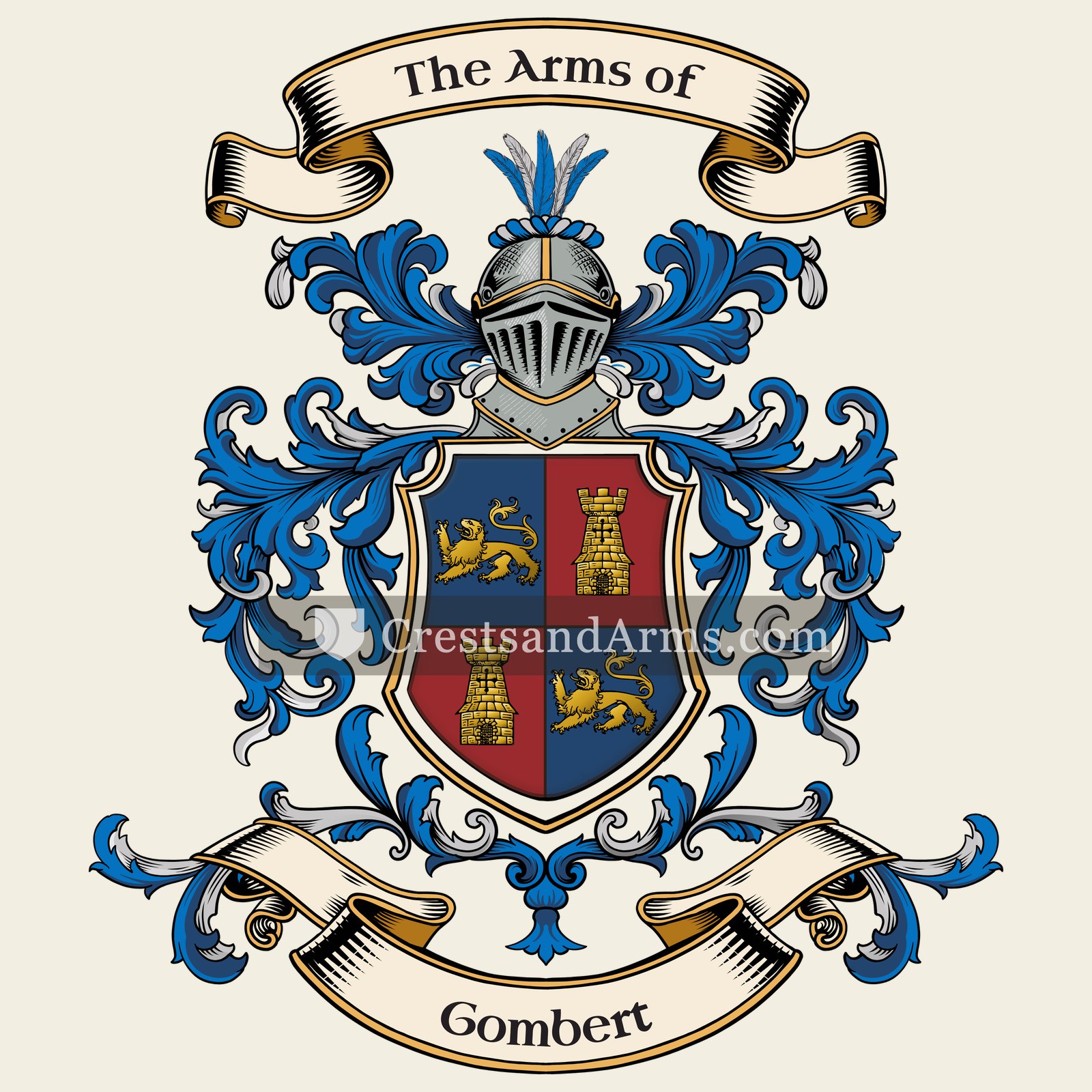 The Gombert coat of arms, drawn from the recorded blazon