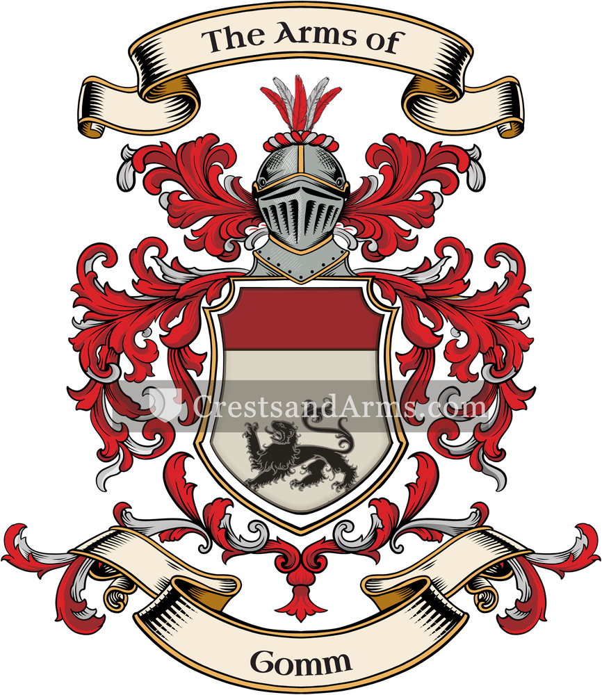 The Gomm coat of arms, drawn from the recorded blazon