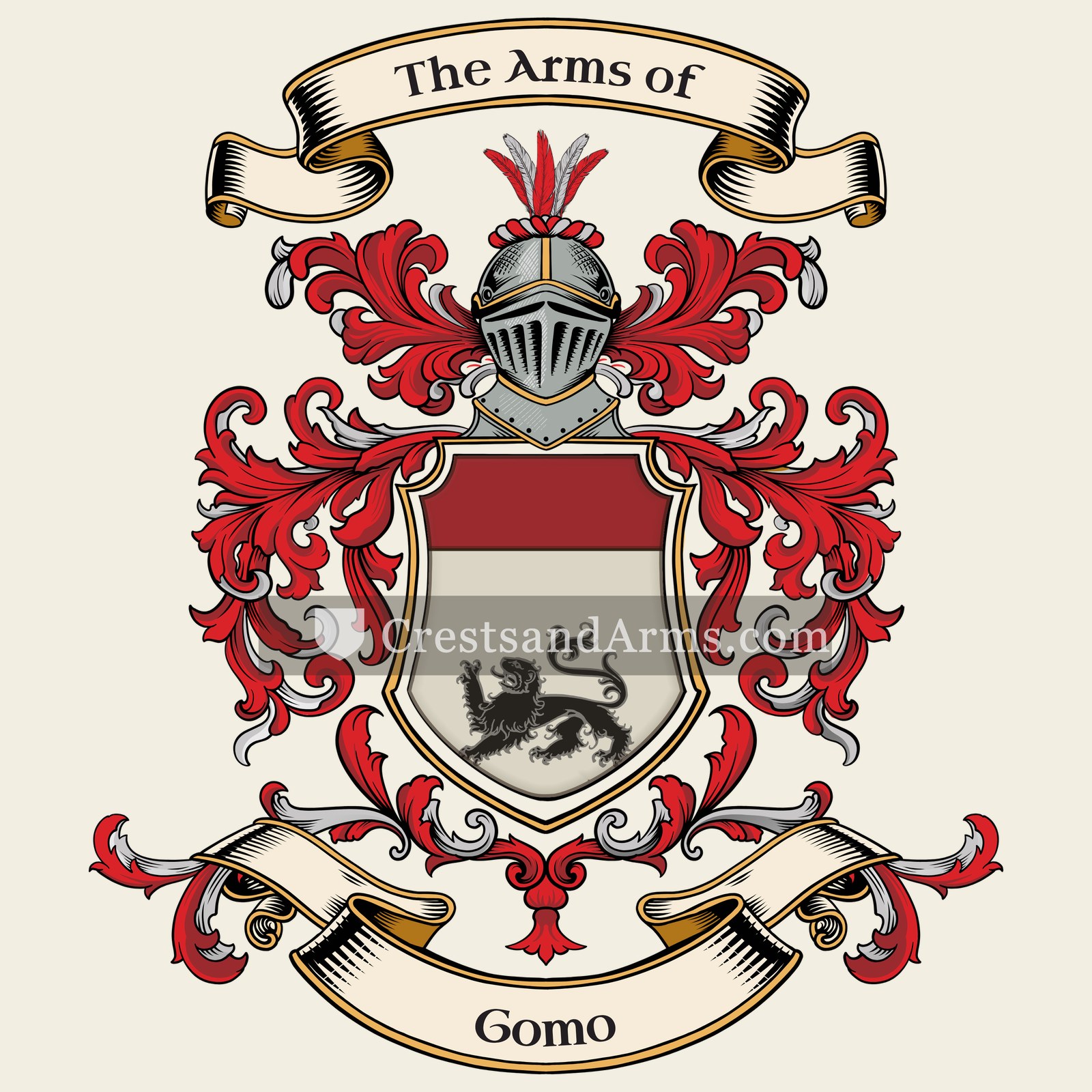 The Gomo coat of arms, drawn from the recorded blazon