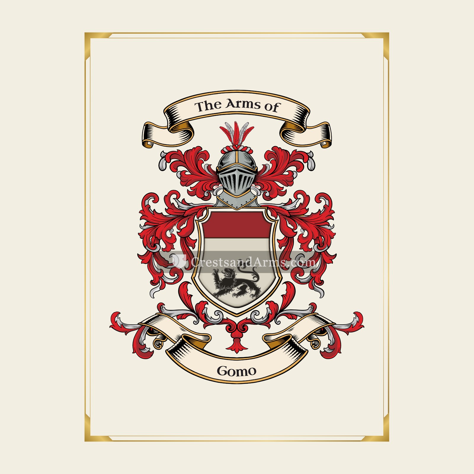 With gold border