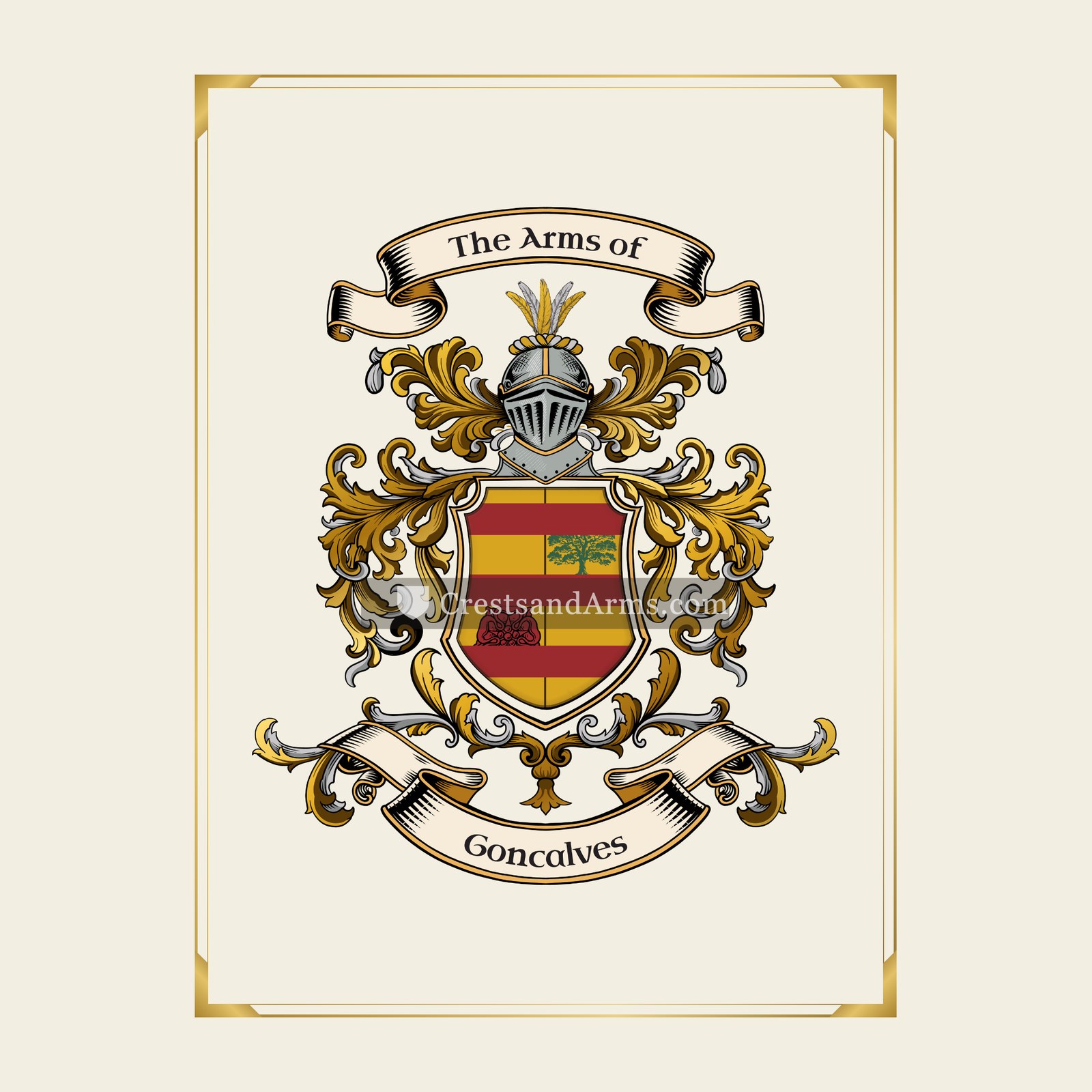 With gold border