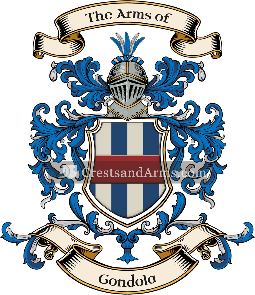 The Gondola coat of arms, drawn from the recorded blazon