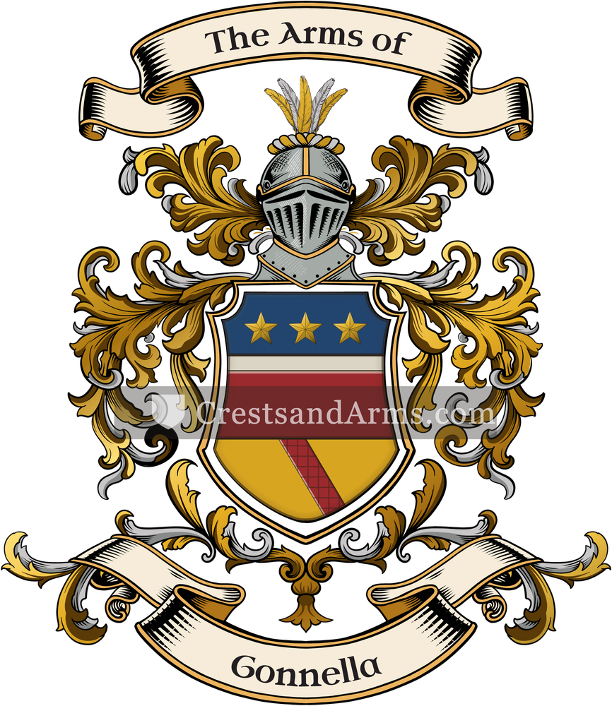 The Gonnella coat of arms, drawn from the recorded blazon