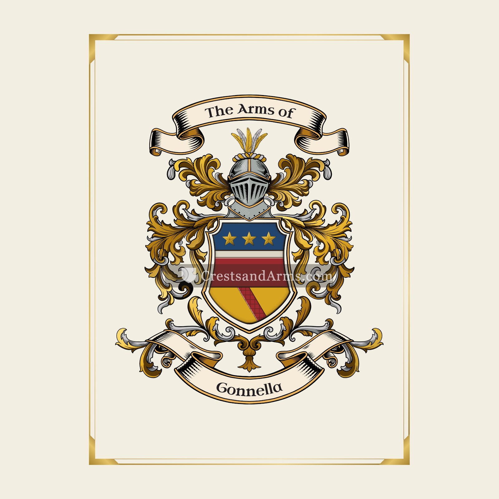 With gold border
