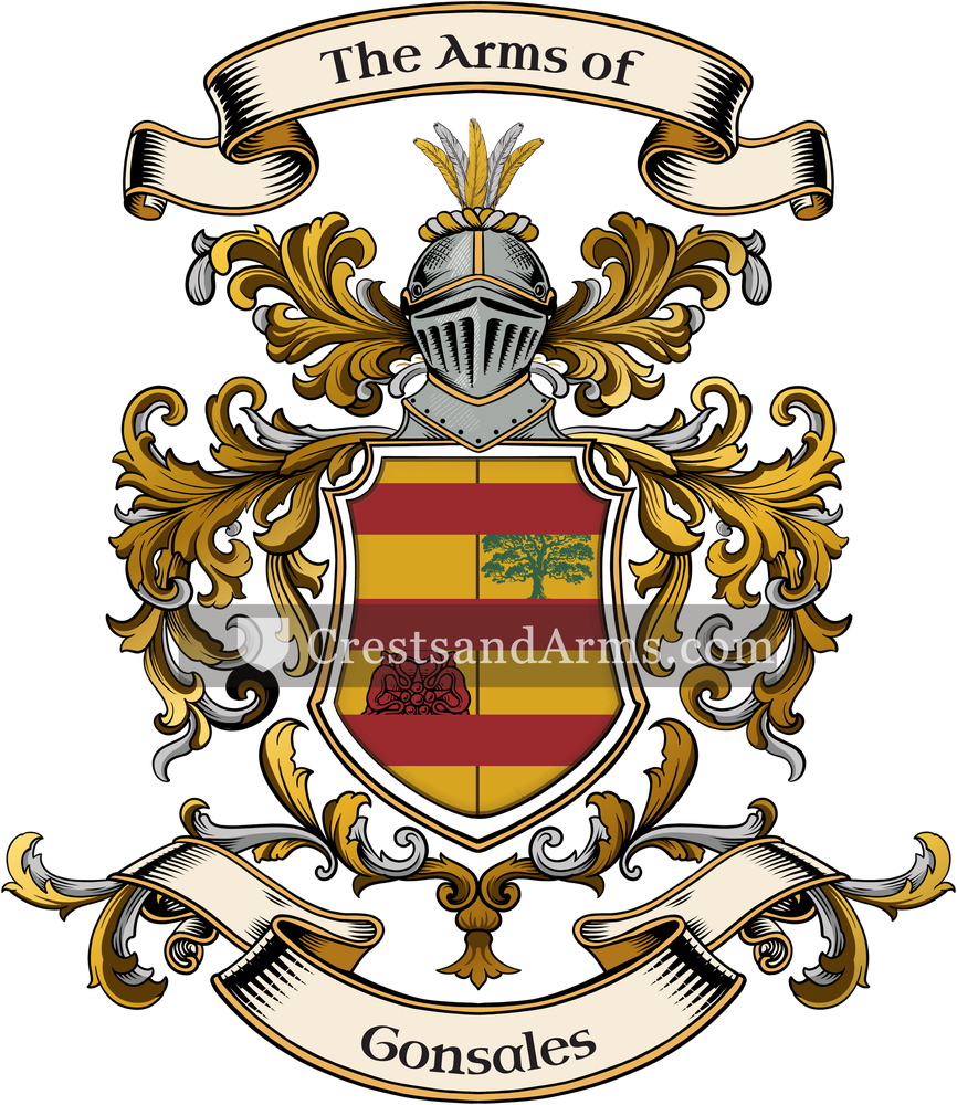 The Gonsales coat of arms, drawn from the recorded blazon
