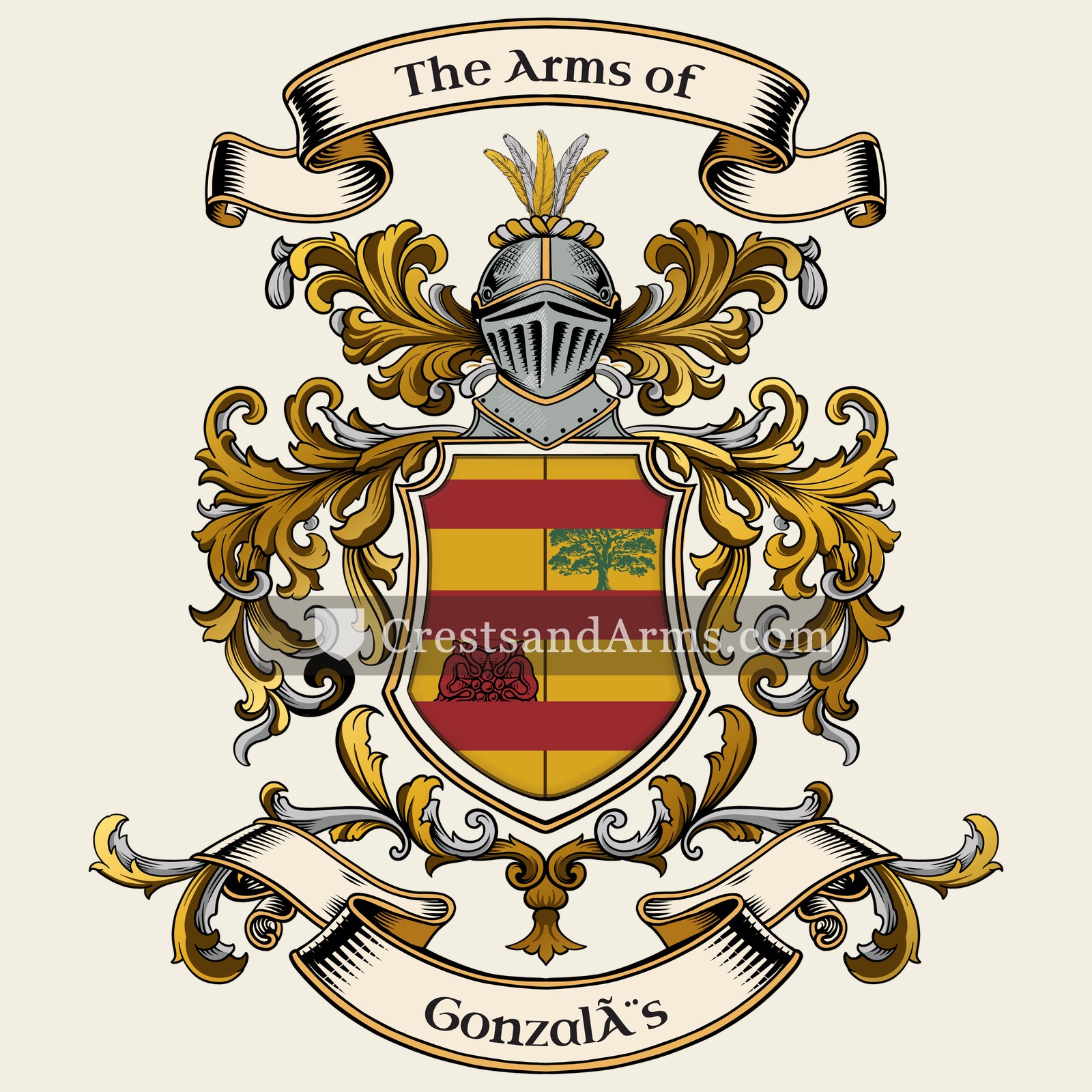 The Gonzalès coat of arms, drawn from the recorded blazon