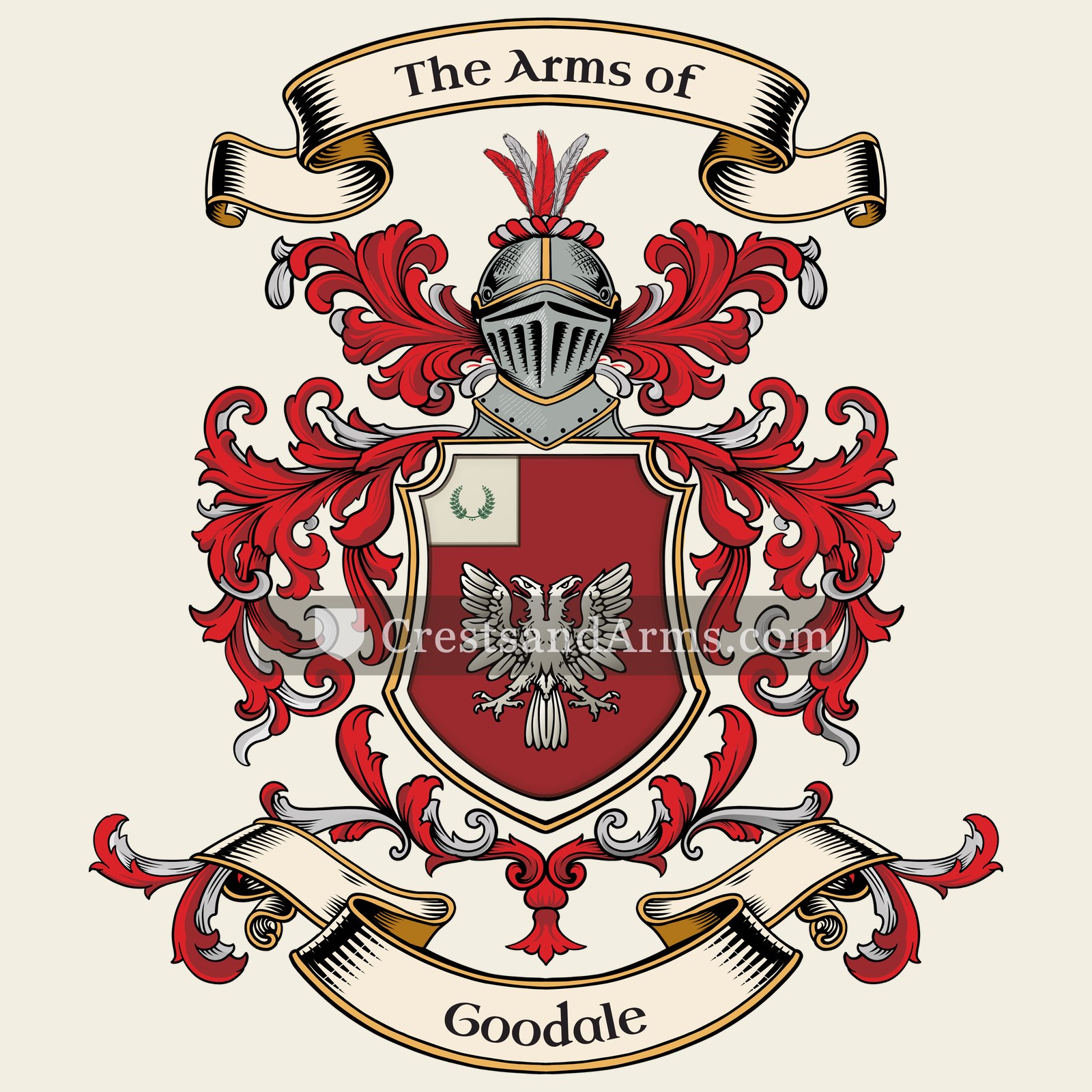 The Goodale coat of arms, drawn from the recorded blazon