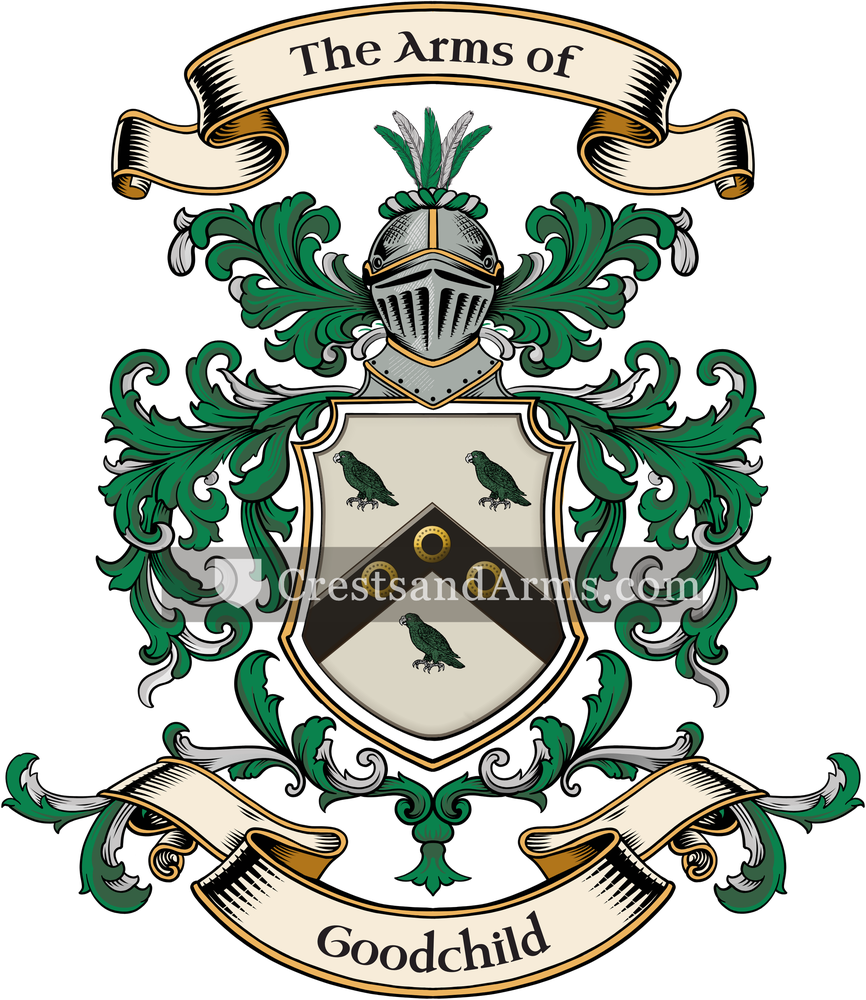 The Goodchild coat of arms, drawn from the recorded blazon