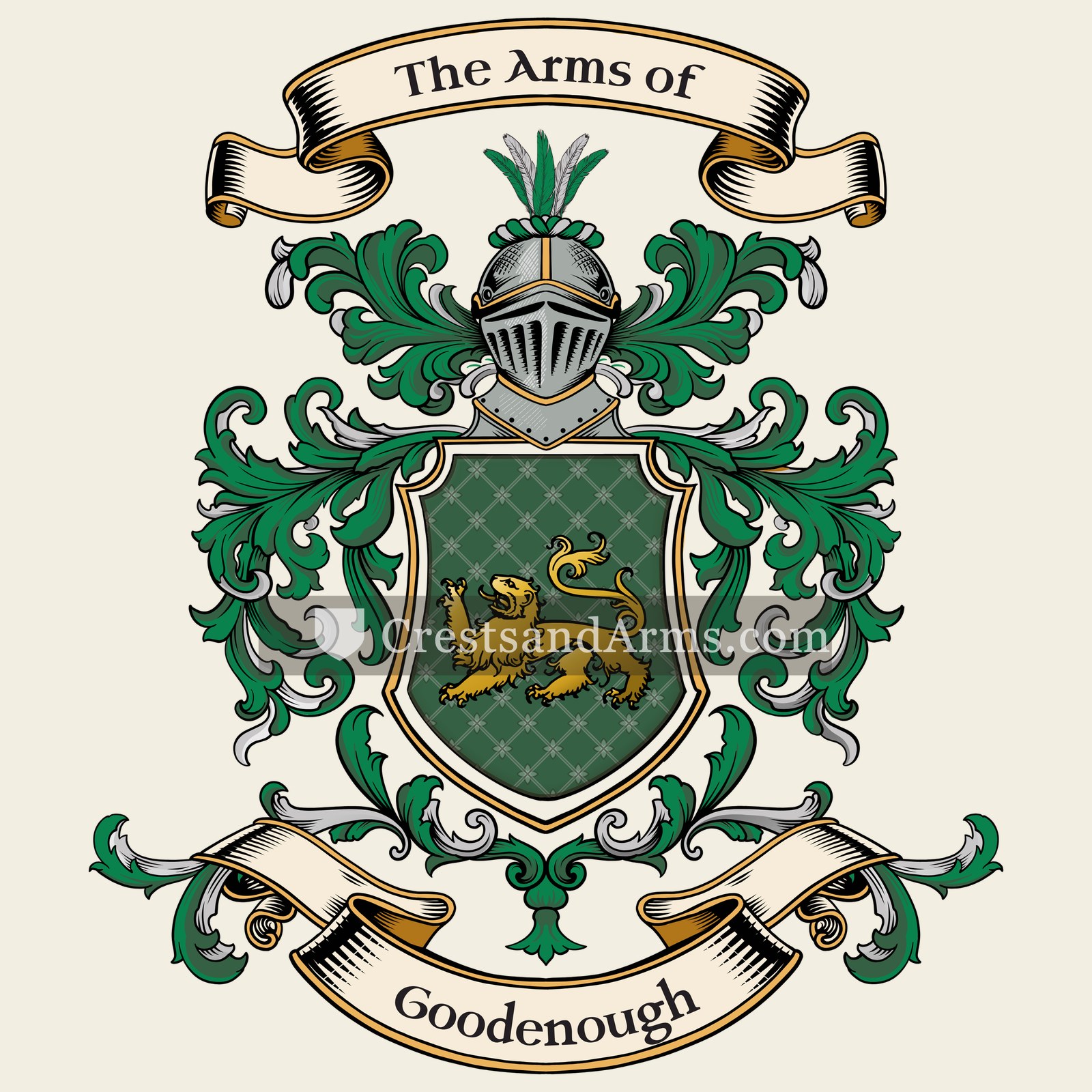 The Goodenough coat of arms, drawn from the recorded blazon