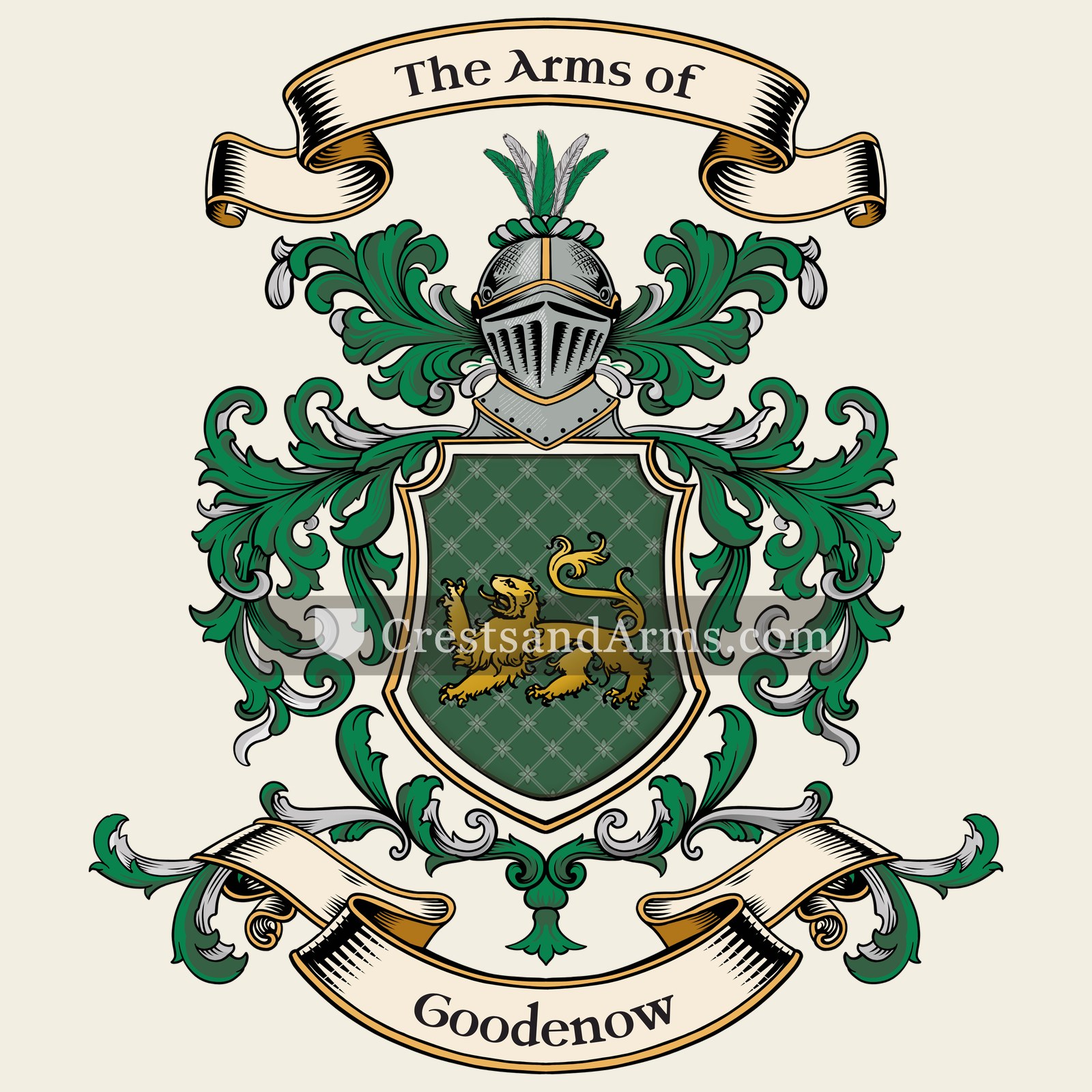 The Goodenow coat of arms, drawn from the recorded blazon