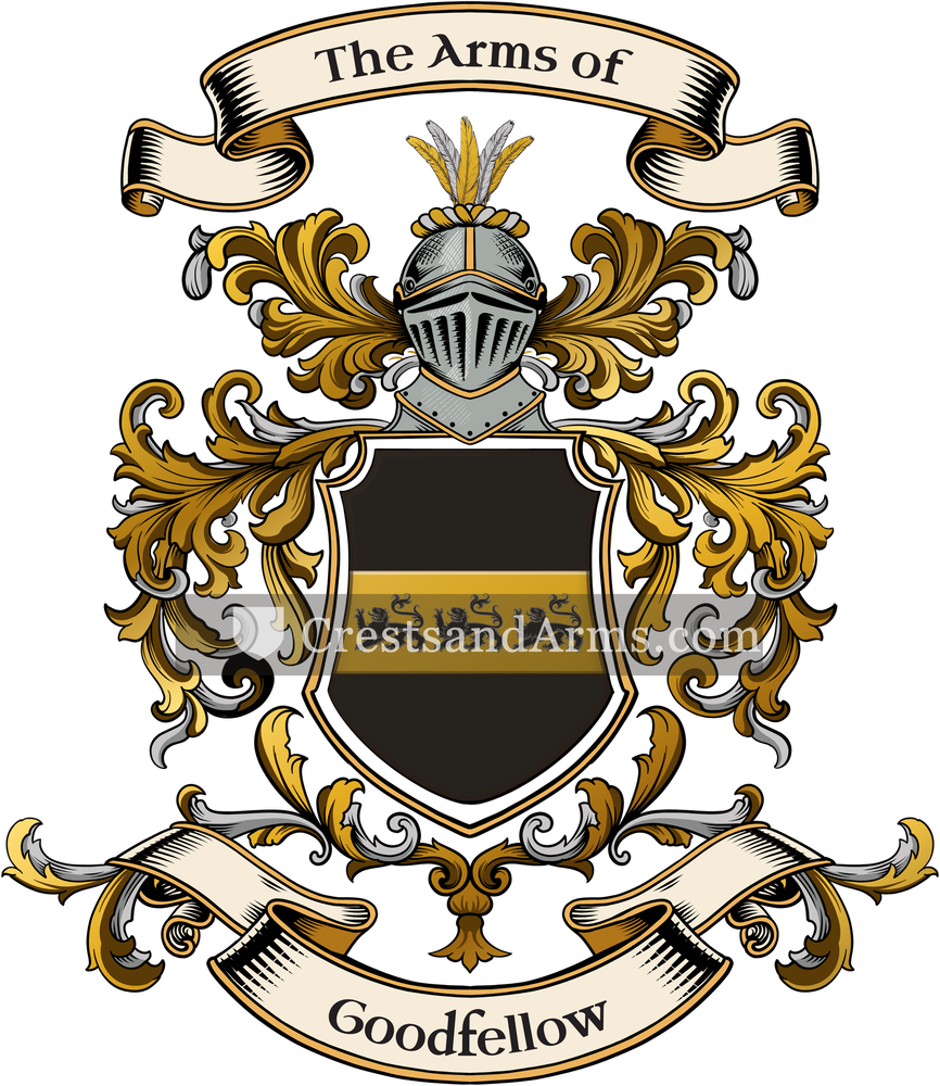 The Goodfellow coat of arms, drawn from the recorded blazon