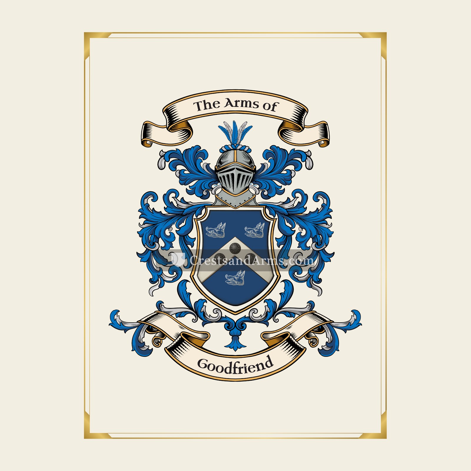 With gold border