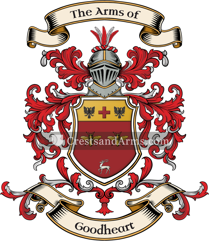 The Goodheart coat of arms, drawn from the recorded blazon
