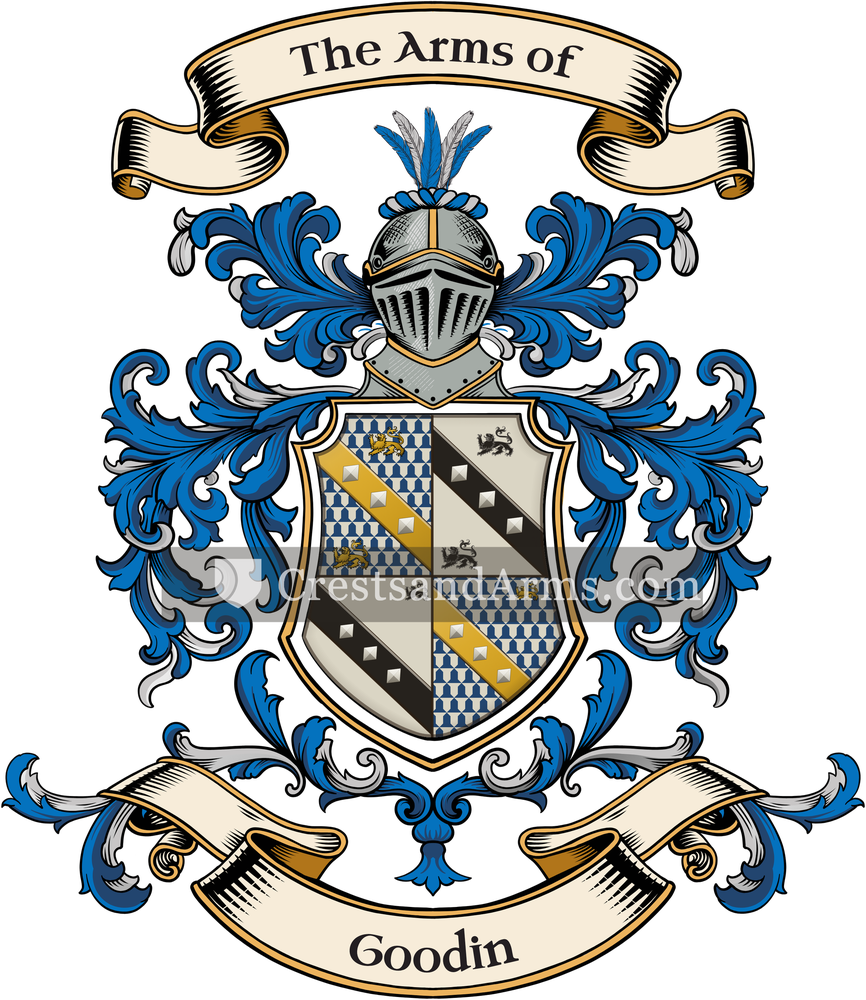 The Goodin coat of arms, drawn from the recorded blazon