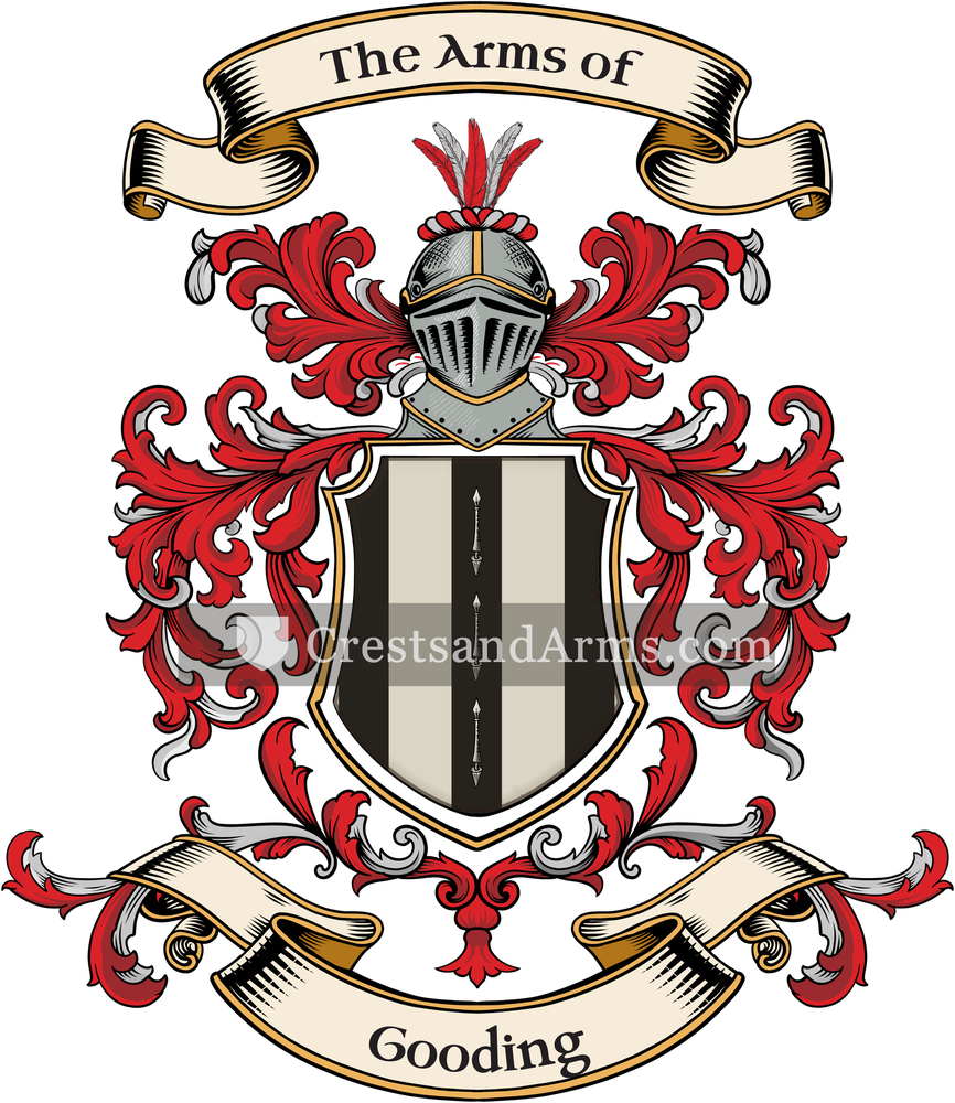 The Gooding coat of arms, drawn from the recorded blazon