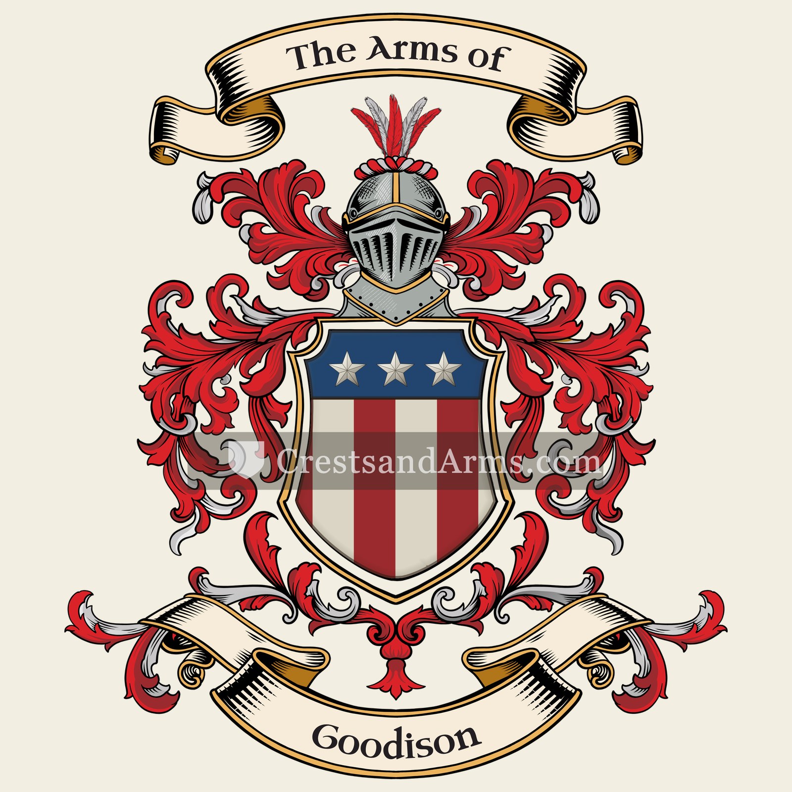 The Goodison coat of arms, drawn from the recorded blazon