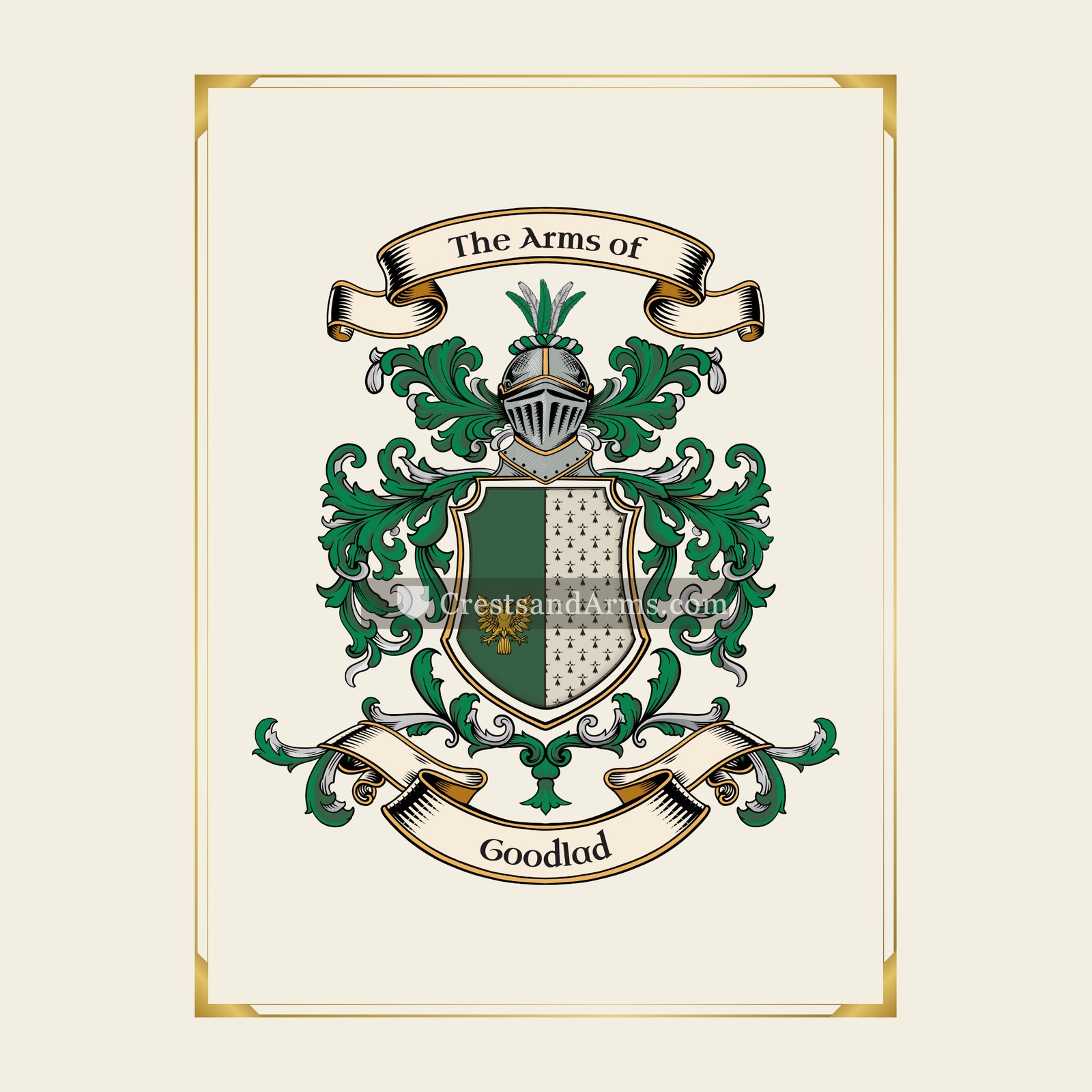 With gold border