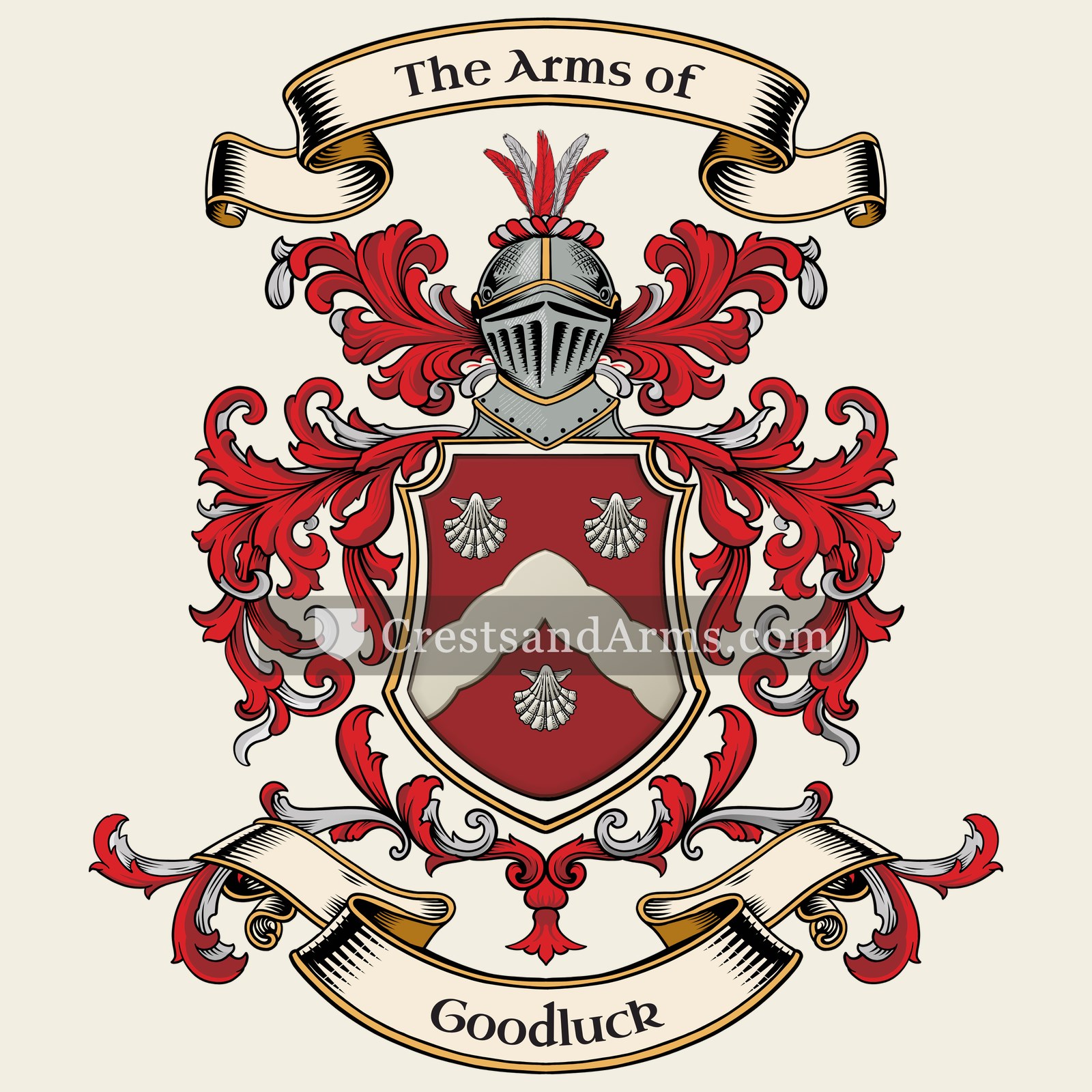 The Goodluck coat of arms, drawn from the recorded blazon