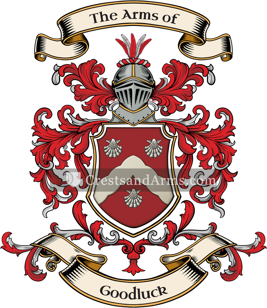 The Goodluck coat of arms, drawn from the recorded blazon