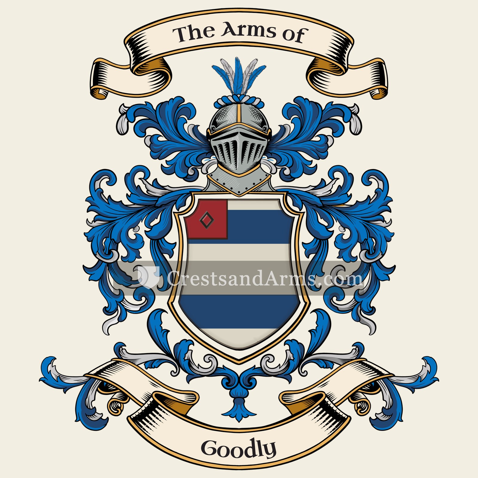 The Goodly coat of arms, drawn from the recorded blazon