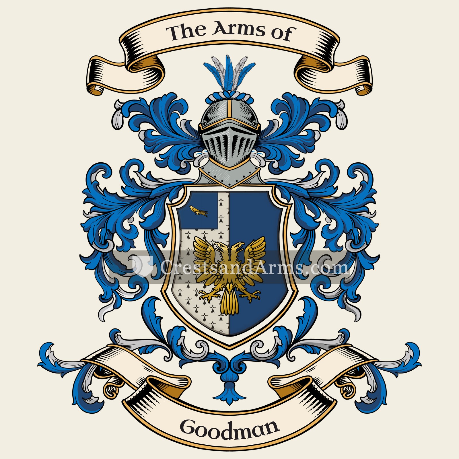 The Goodman coat of arms, drawn from the recorded blazon