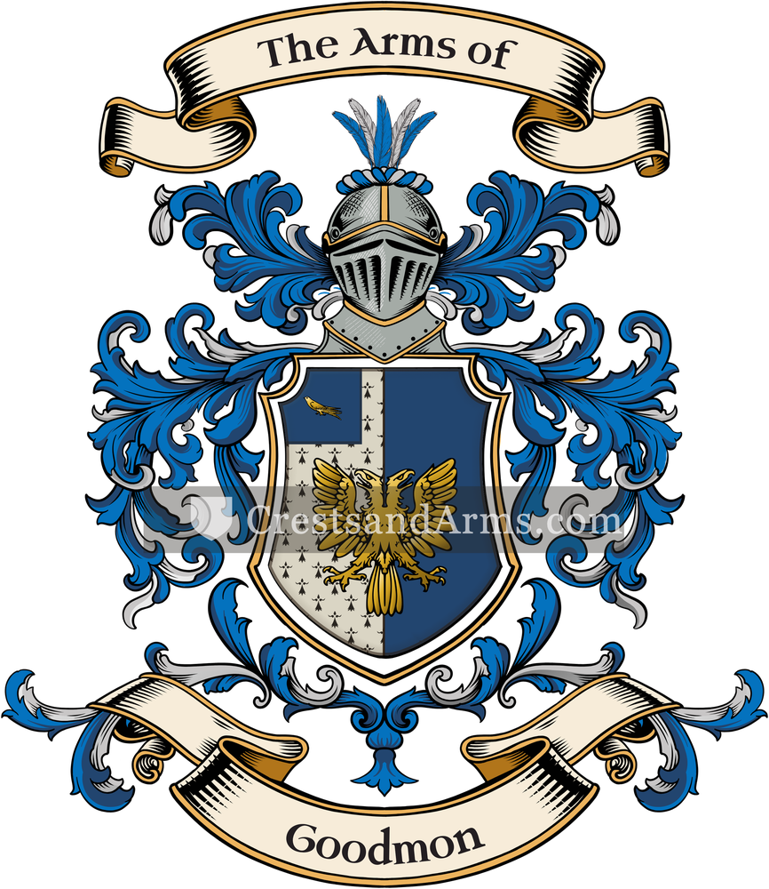 The Goodmon coat of arms, drawn from the recorded blazon