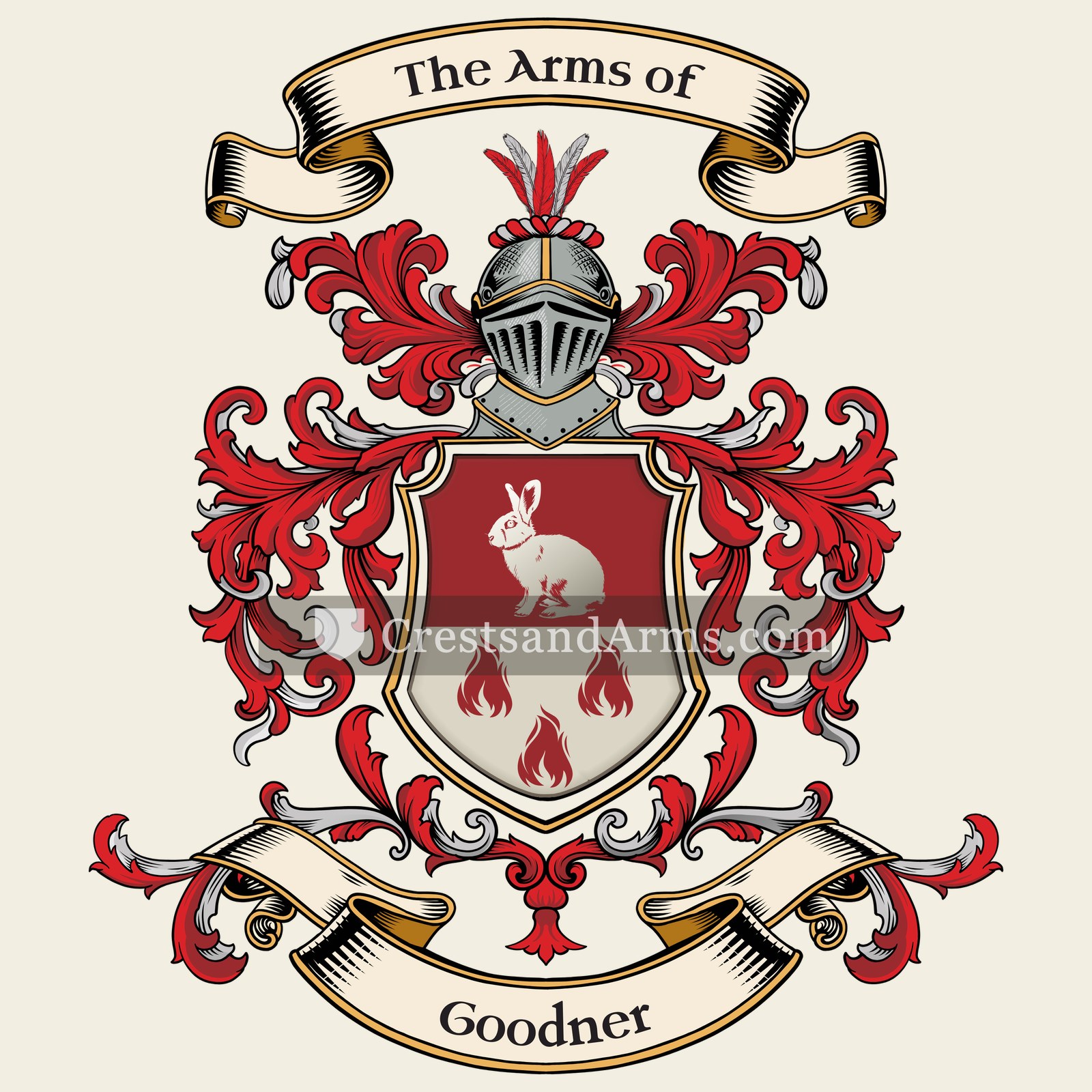 The Goodner coat of arms, drawn from the recorded blazon