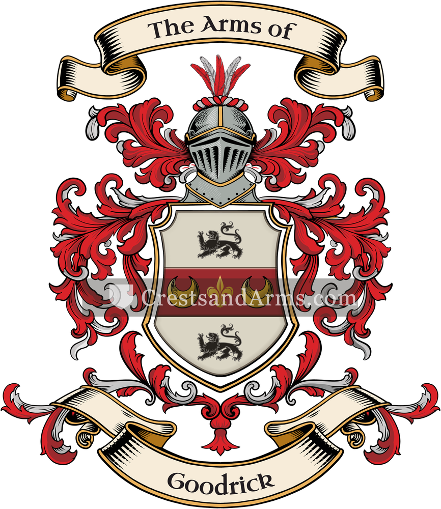 The Goodrick coat of arms, drawn from the recorded blazon