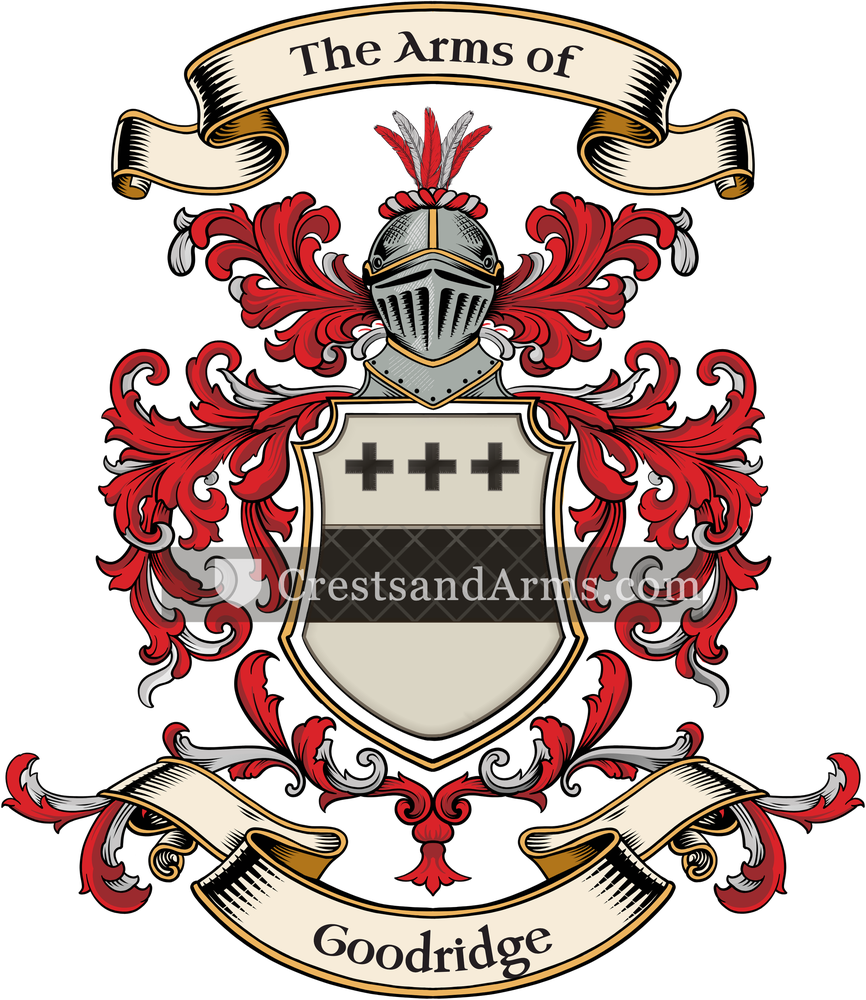 The Goodridge coat of arms, drawn from the recorded blazon