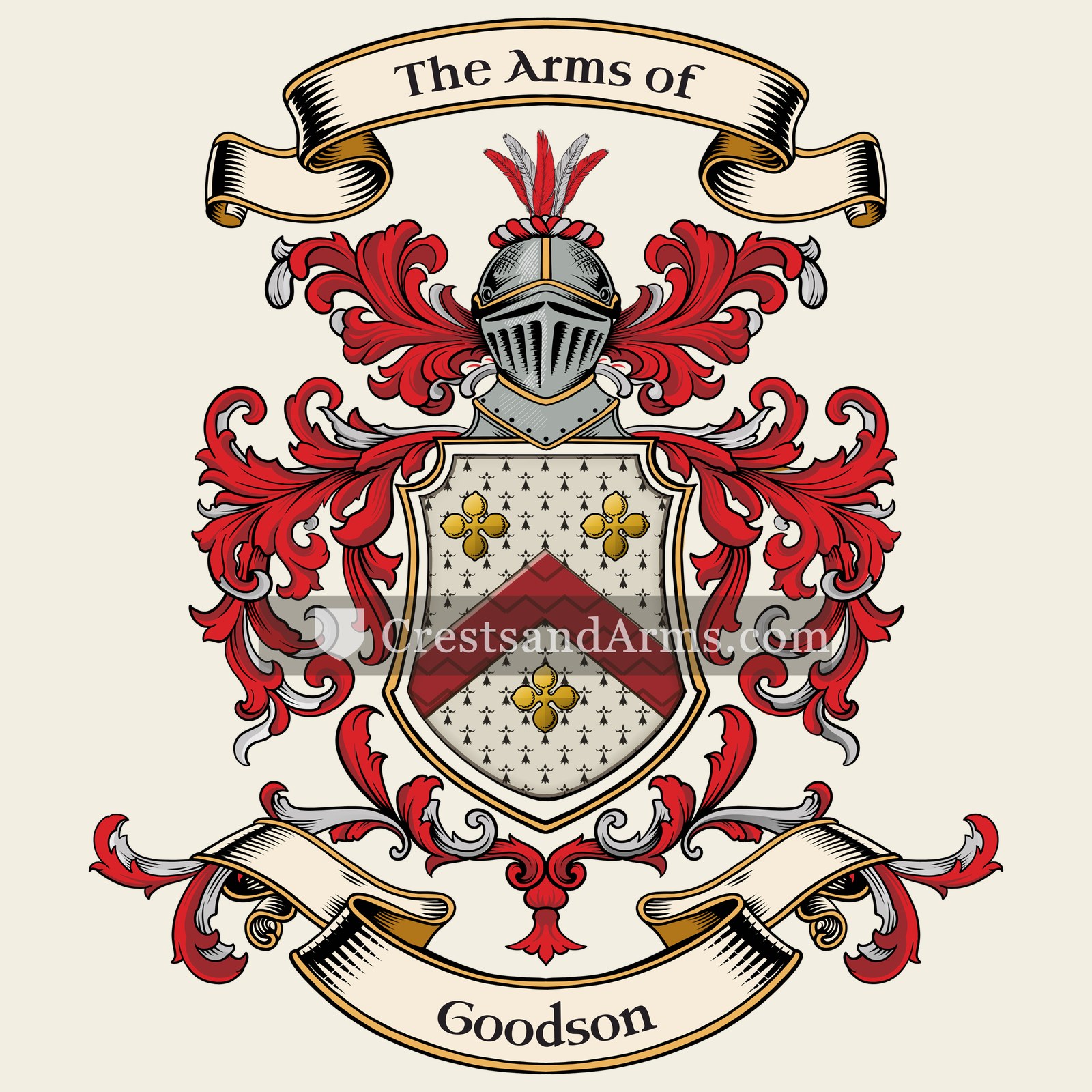 The Goodson coat of arms, drawn from the recorded blazon