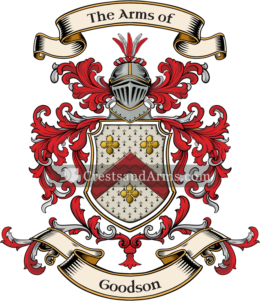 The Goodson coat of arms, drawn from the recorded blazon