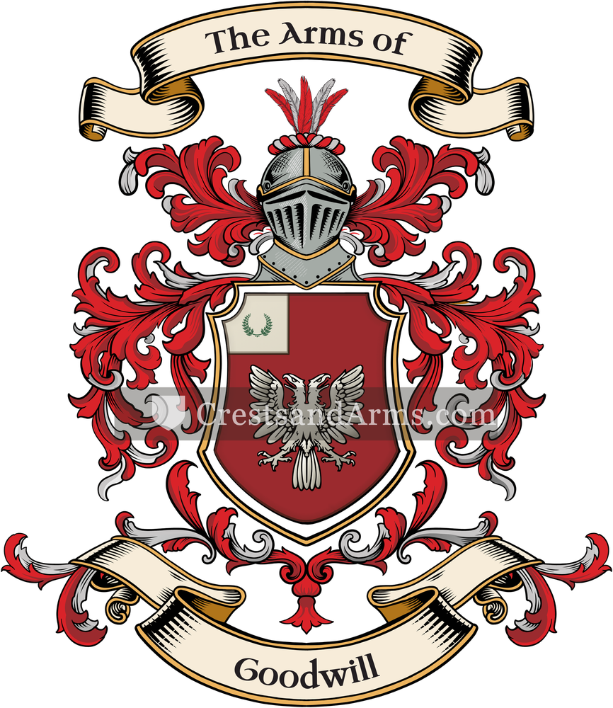 The Goodwill coat of arms, drawn from the recorded blazon