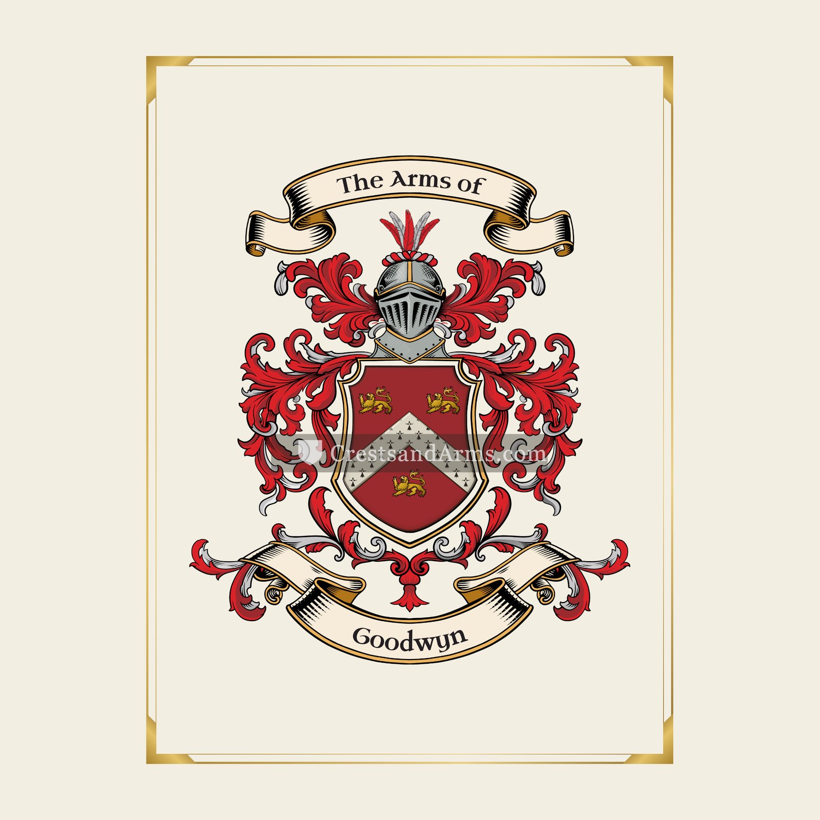 With gold border