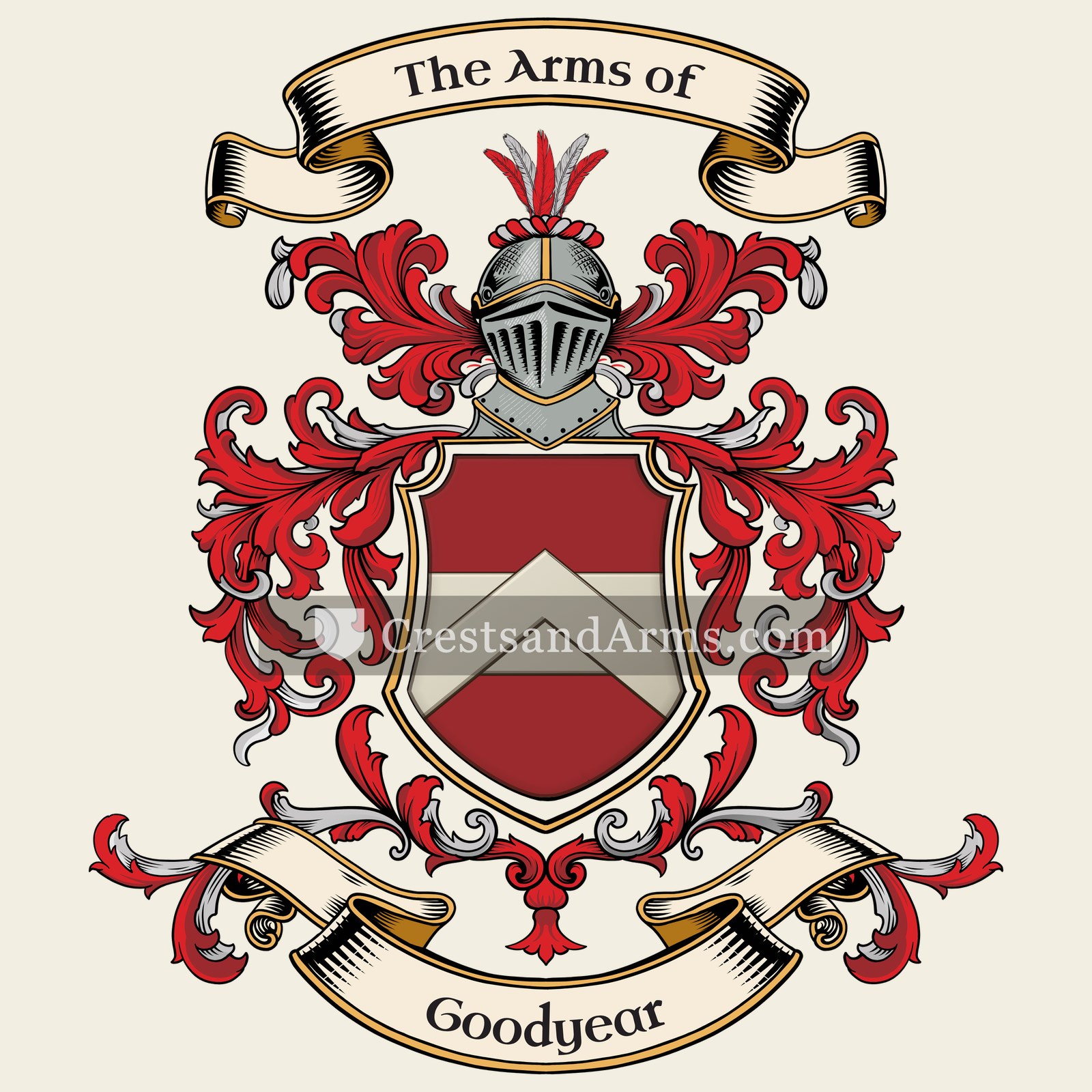 The Goodyear coat of arms, drawn from the recorded blazon